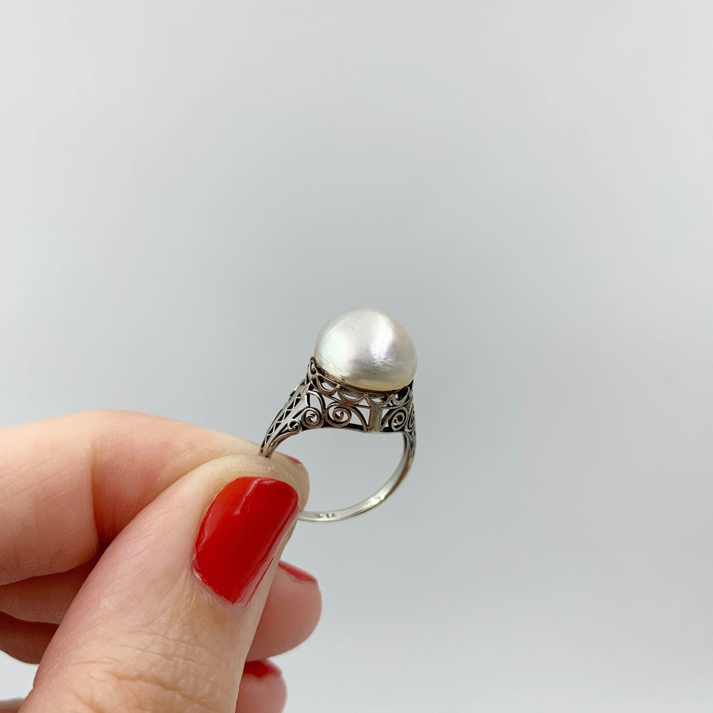 Antique pearl ring 1920s Reverie estate jewelry nyc