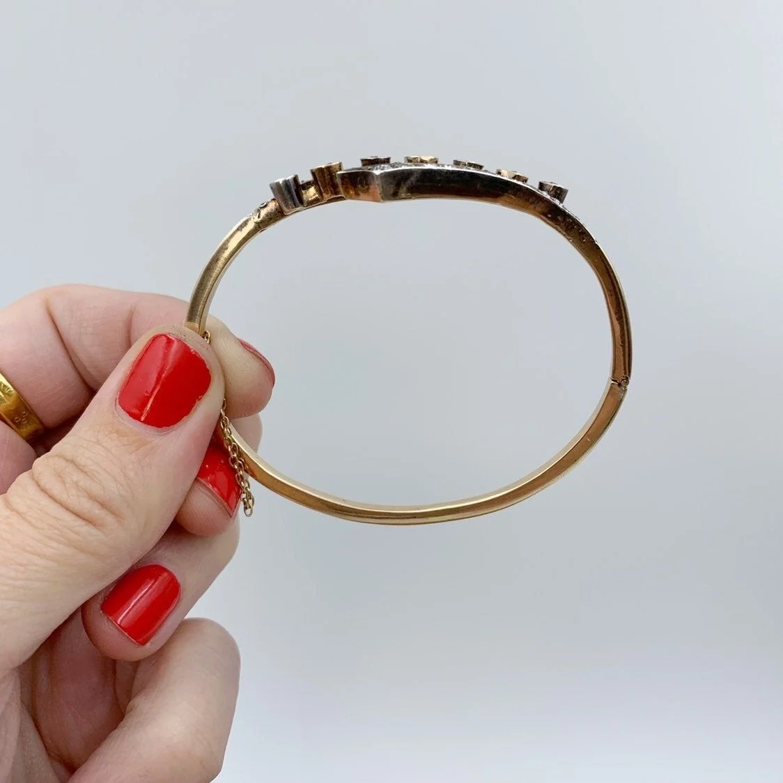 Antique victorian emerald and diamond bangle bracelet reverie estate jewelry nyc