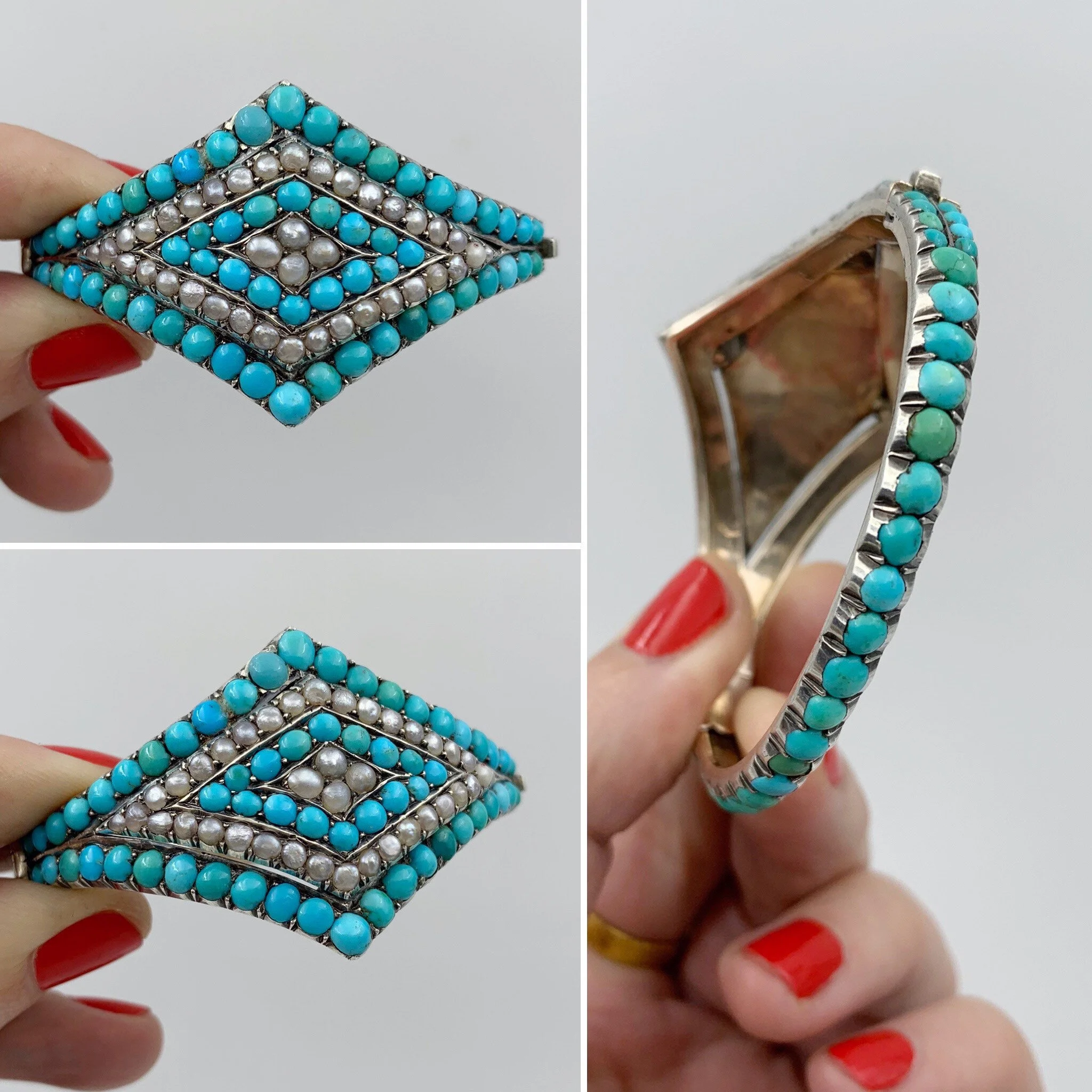 antique victorian pave turquoise bracelet Reverie estate jewelry nyc