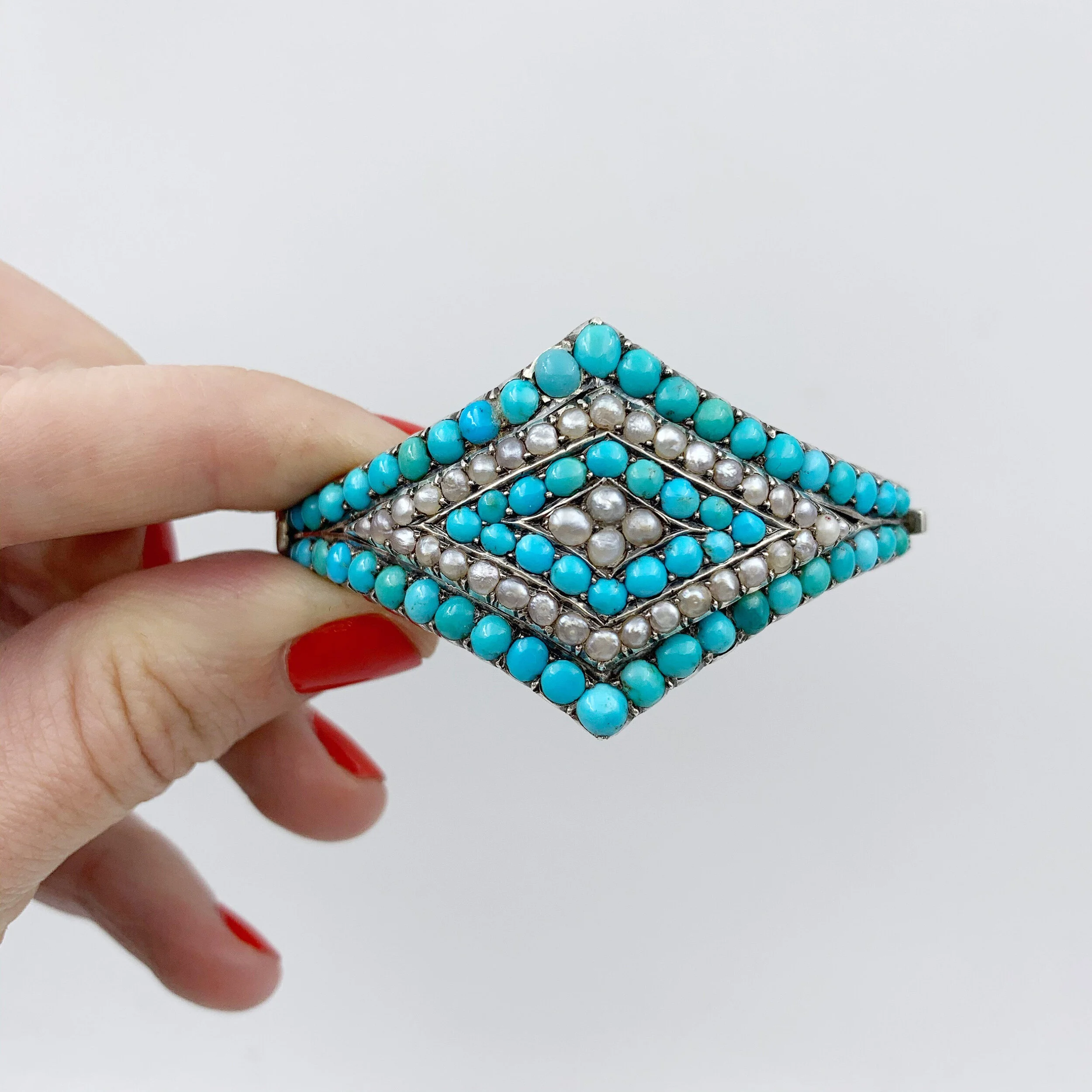 antique victorian pave turquoise bracelet Reverie estate jewelry nyc