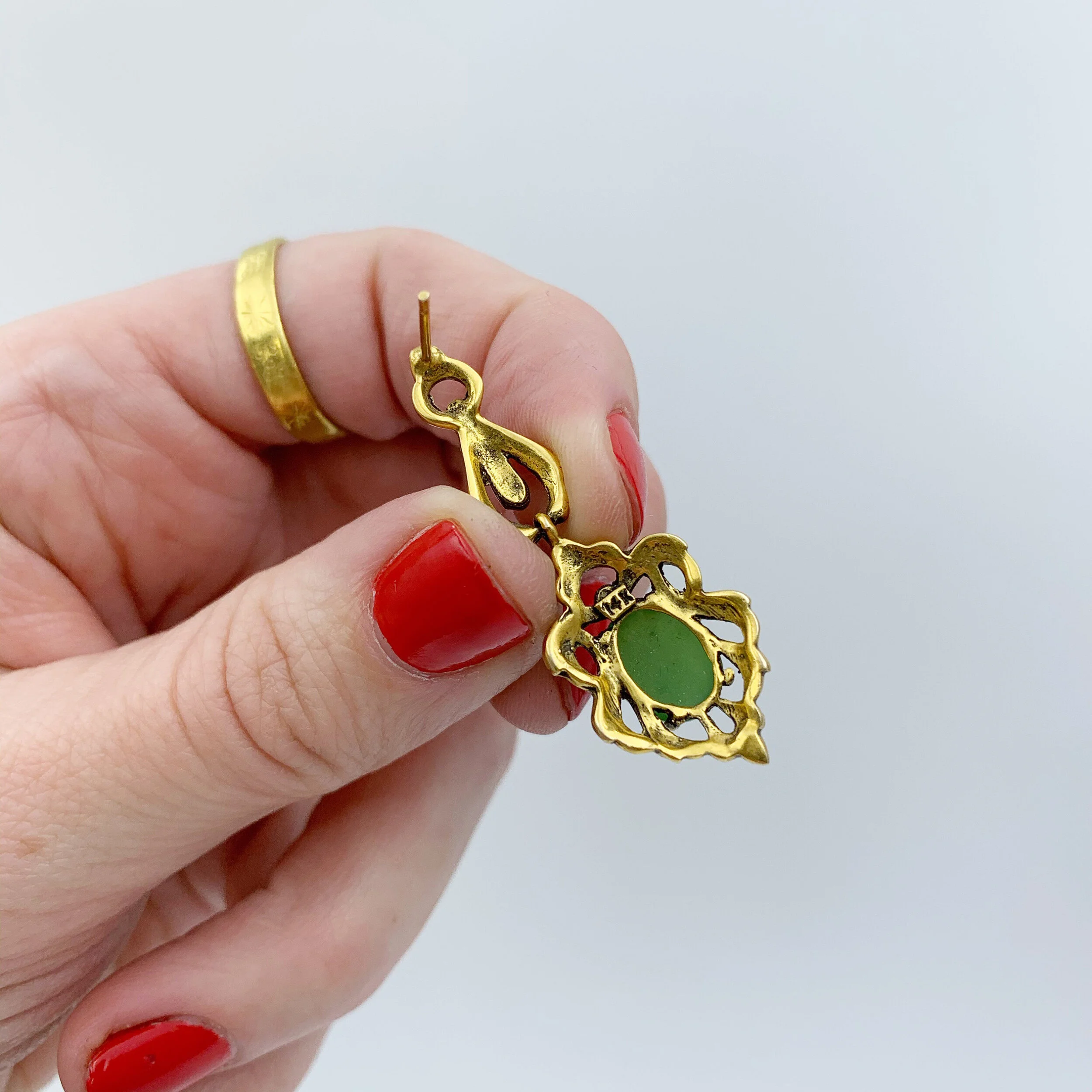 victorian revival jade earrings reverie vintage estate jewelry nyc