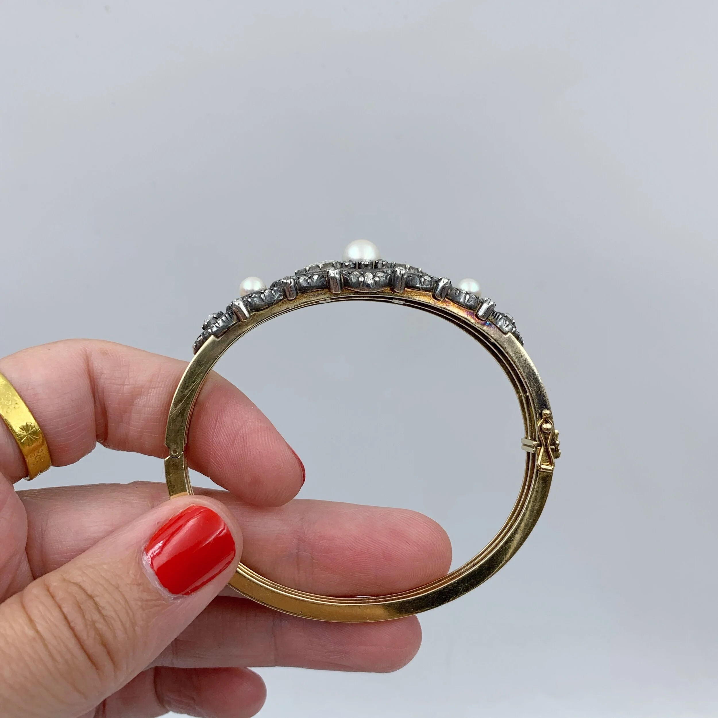 Antique Victorian rose cut diamond encrusted gold bangle Reverie estate jewelry nycAntique Victorian rose cut diamond encrusted gold bangle Reverie estate jewelry nyc