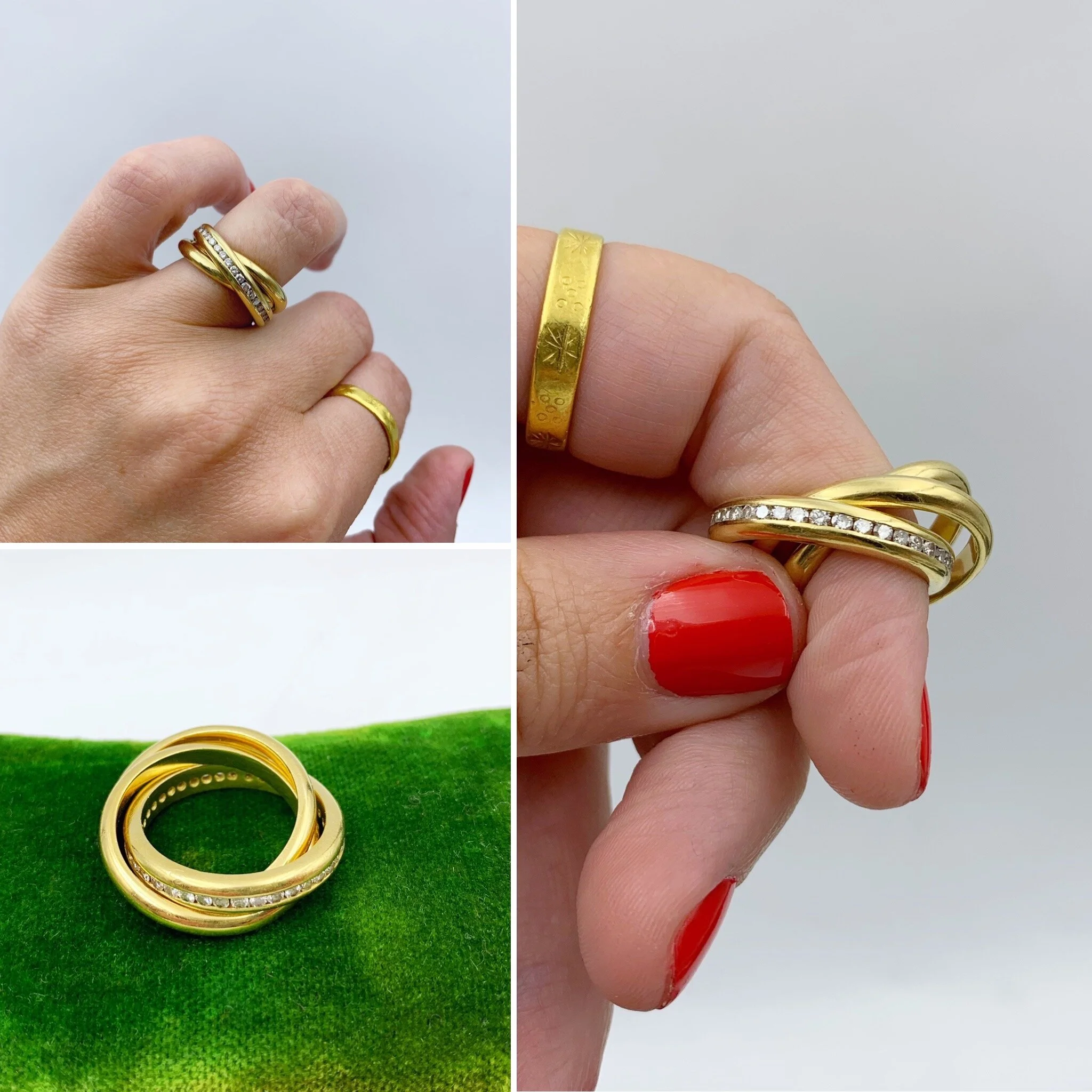 Vintage 18k yellow gold eternity band rolling ring Reverie vintage Russian wedding band trinity ring