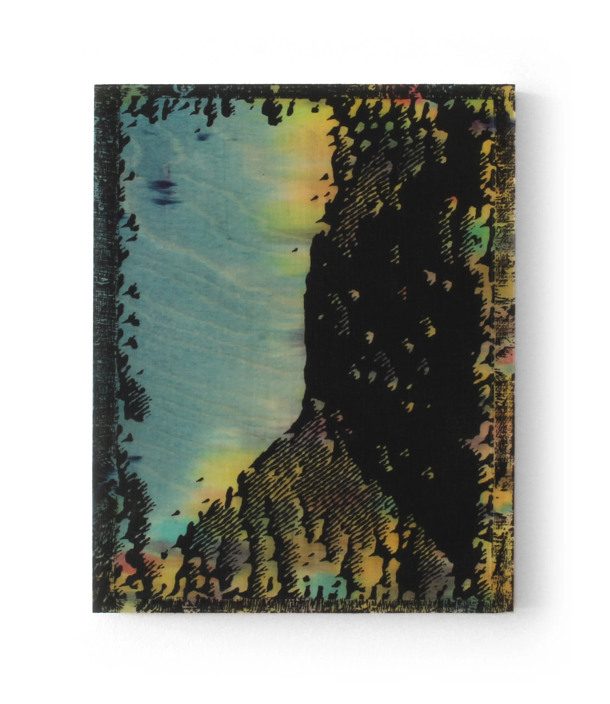 “20081017” Acrylic, screen print, dye on panel 10 × 8 in; 25.4 × 20.3 cm