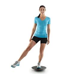 One leg balancing on a stable surface progressing to an unstable surface is good rehab for lower extremity dyfunction.