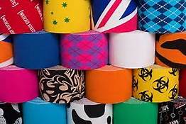 K-tape can be found in numerous colors and patterns. My favorite is Rock Tape's blu/pink argyle!