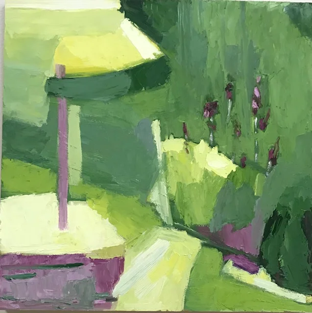 Summer Backyard oil on wood panel