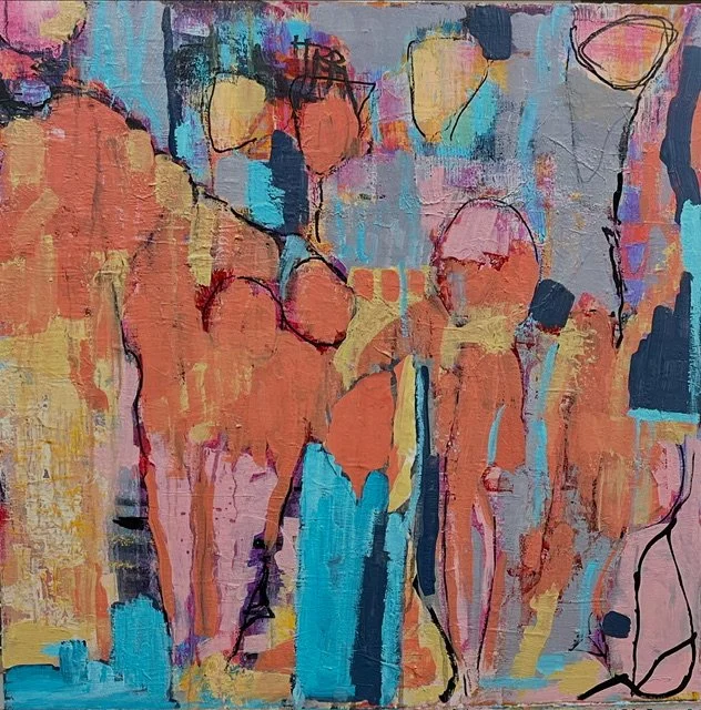 "Disrupted"  24 x 24"  mixed media on wood panel