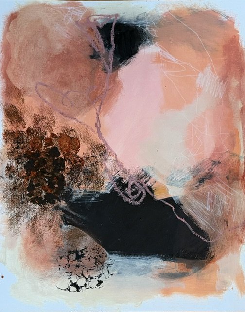 "Breathing Space'" acrylic and oil pastel   14 x 17"