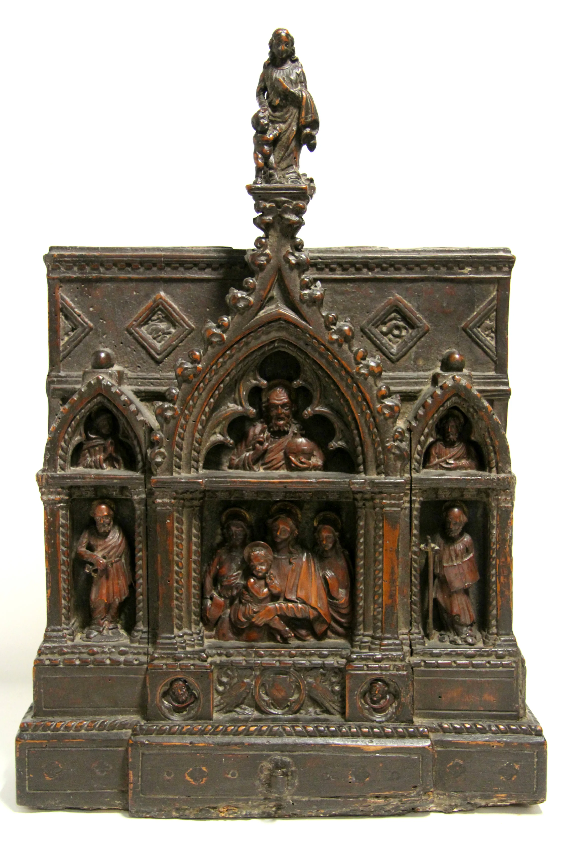 Sold For £7,700 An early carved walnut alter piece