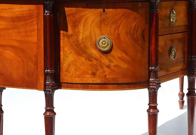 Mahogany glowing in last week's summer sunshine,  providing a bit of warmth on a rainy day.
. 
This exceptional quality George III sideboard, removed from a house in The Circus, Bath, will be included in our upcoming Fine Art and Antiques sale on Tue