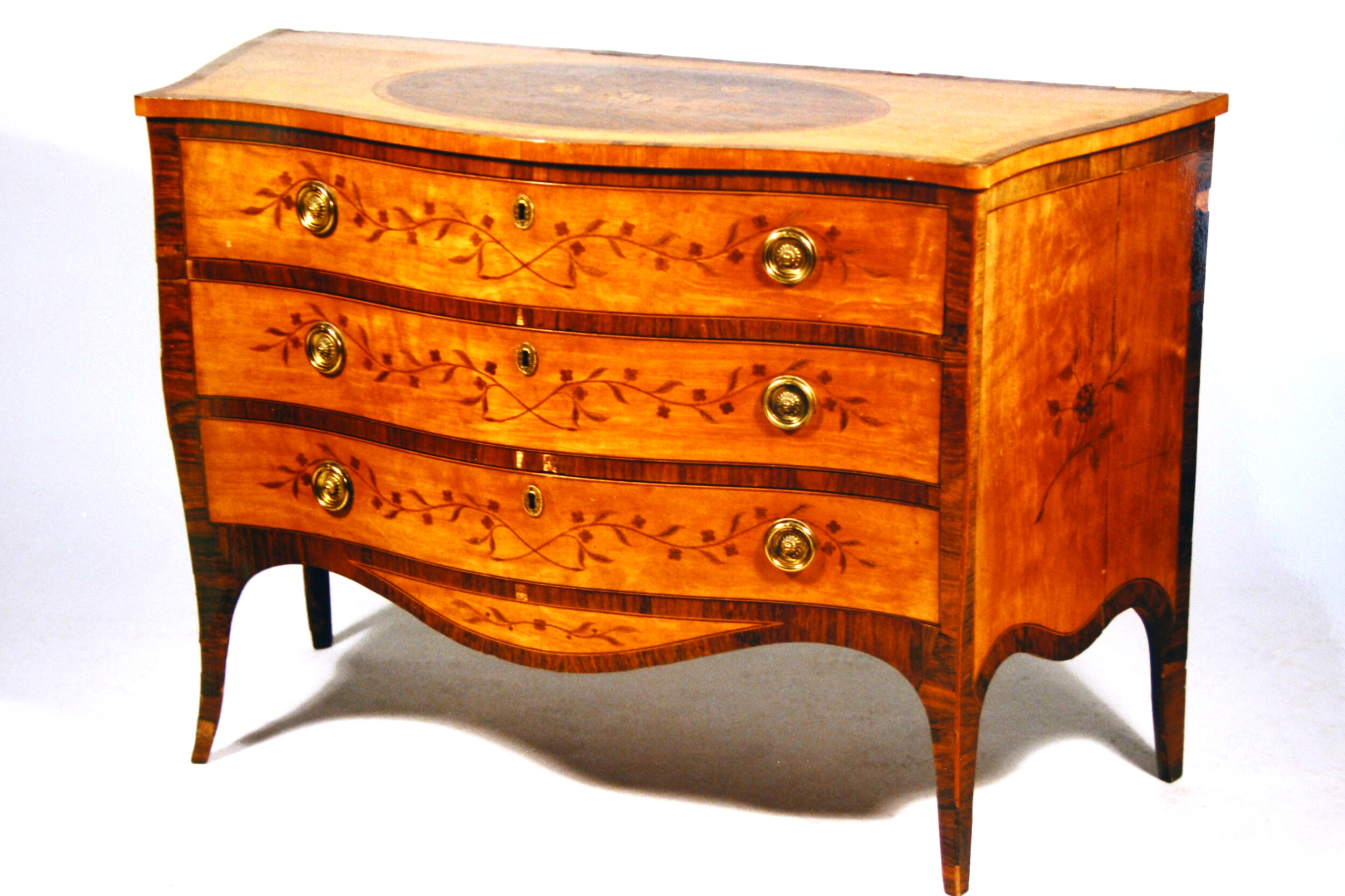SOLD FOR £36,000 A Geo. III satin-wood & marquetry comode.JPG