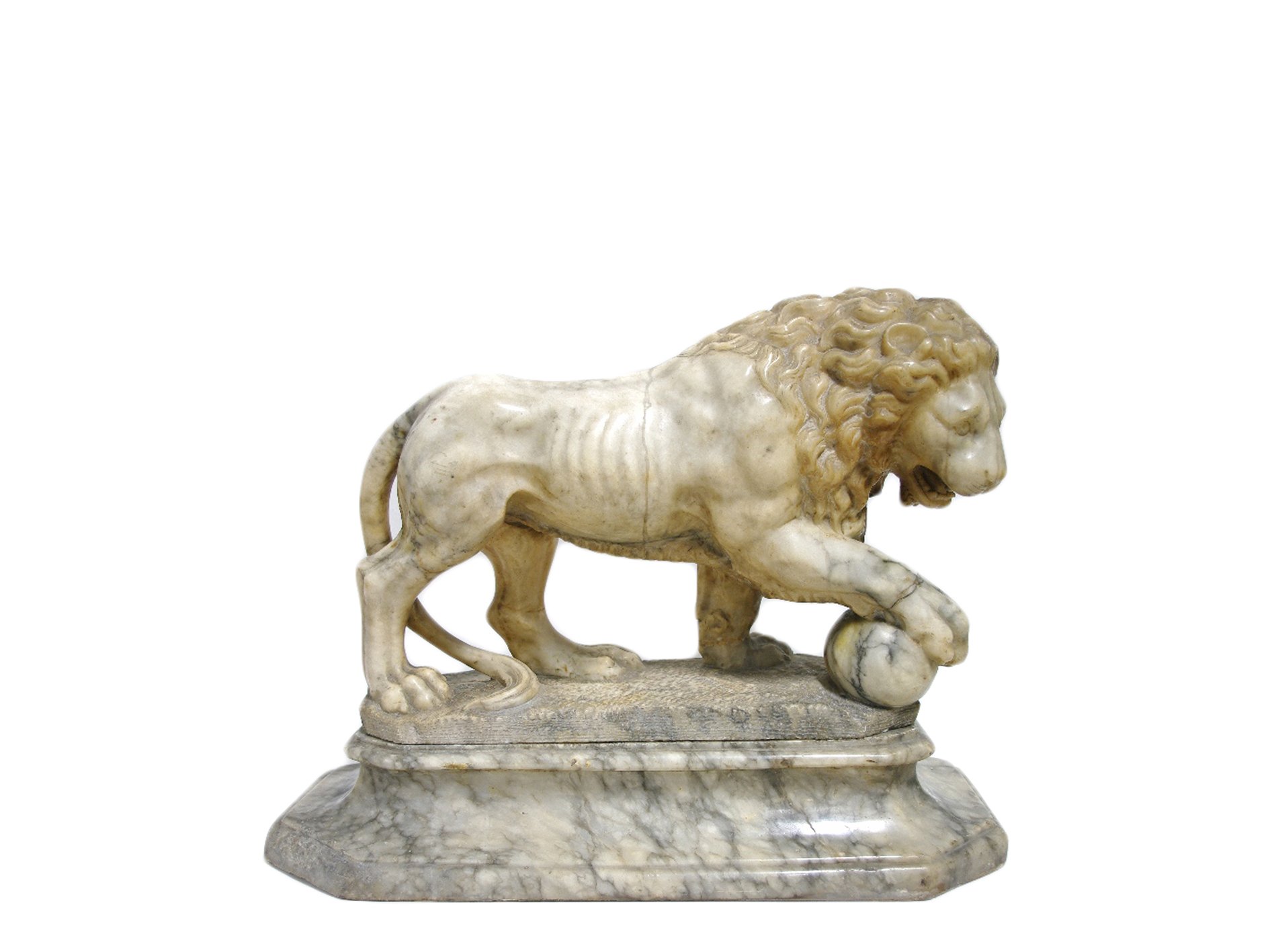 A GRAND TOUR ALABASTER MEDICI LION