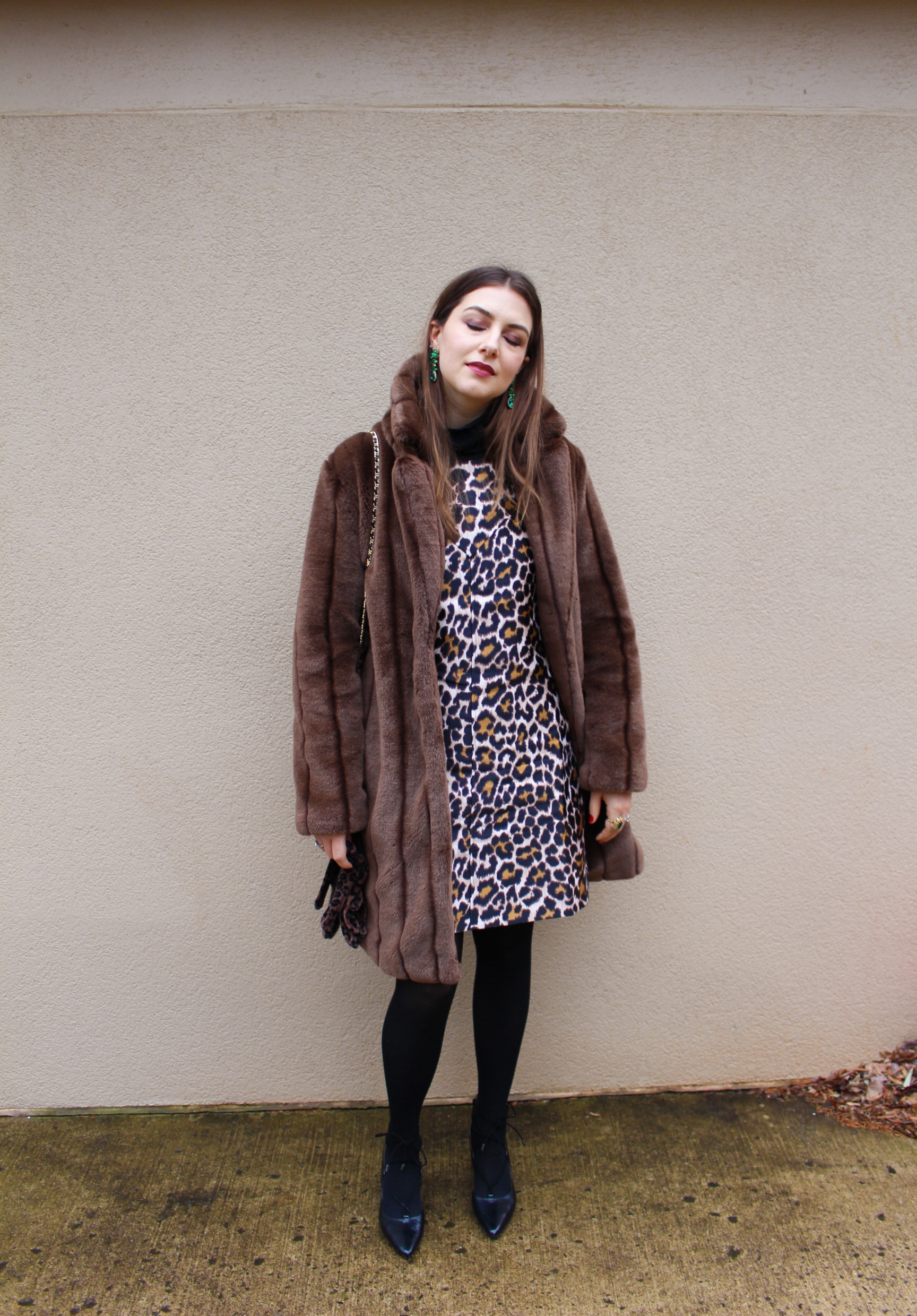 Modern Mod / leopard dress, faux fur coat / nicolemcaruso.com