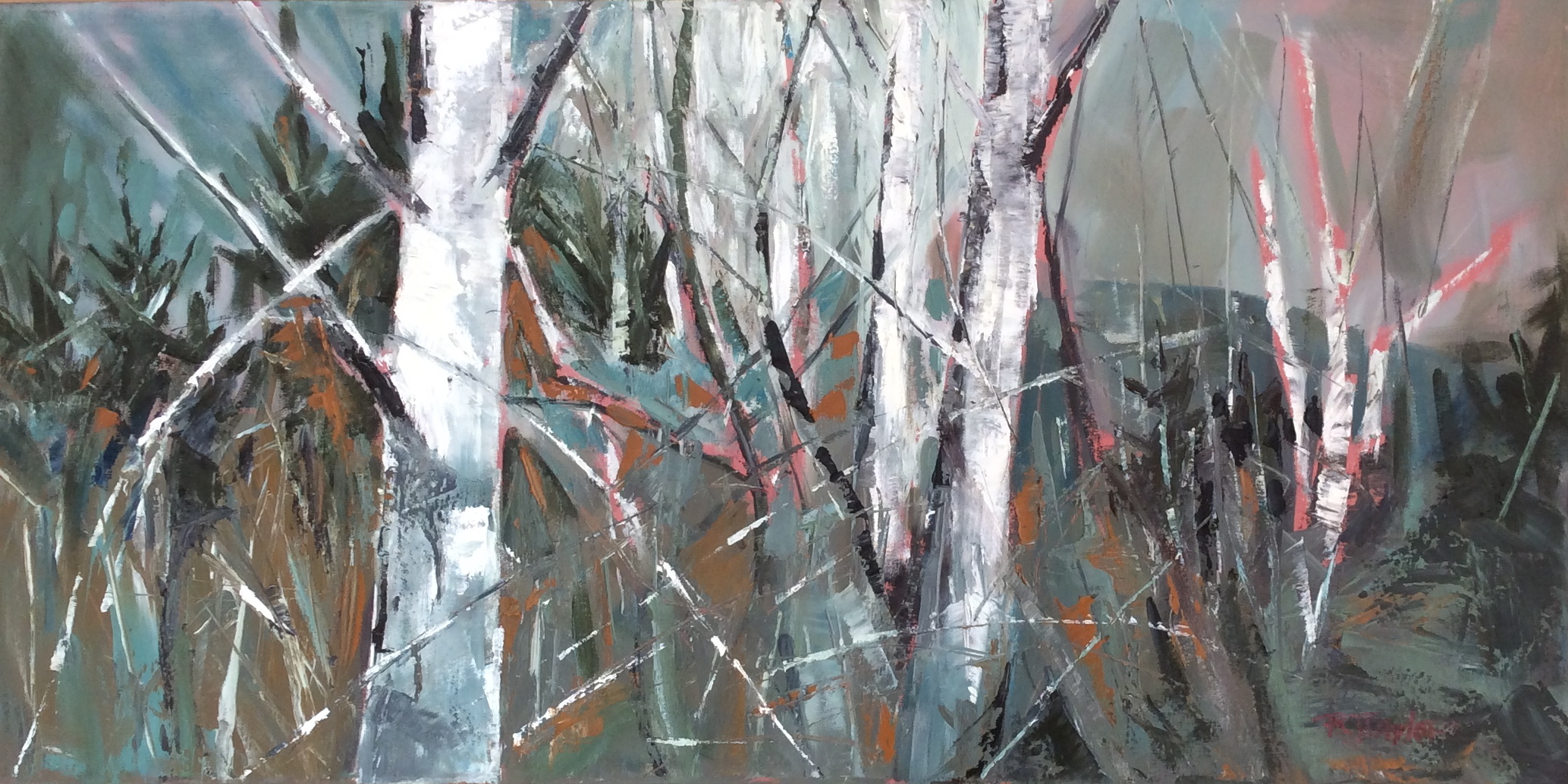 A Stand of Birches 18x36 oil