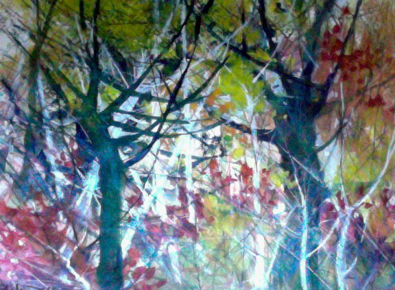 Two trees watercolor on paper SOLD