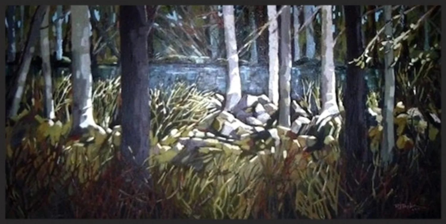 River Scene acrylic 60x24 commission
