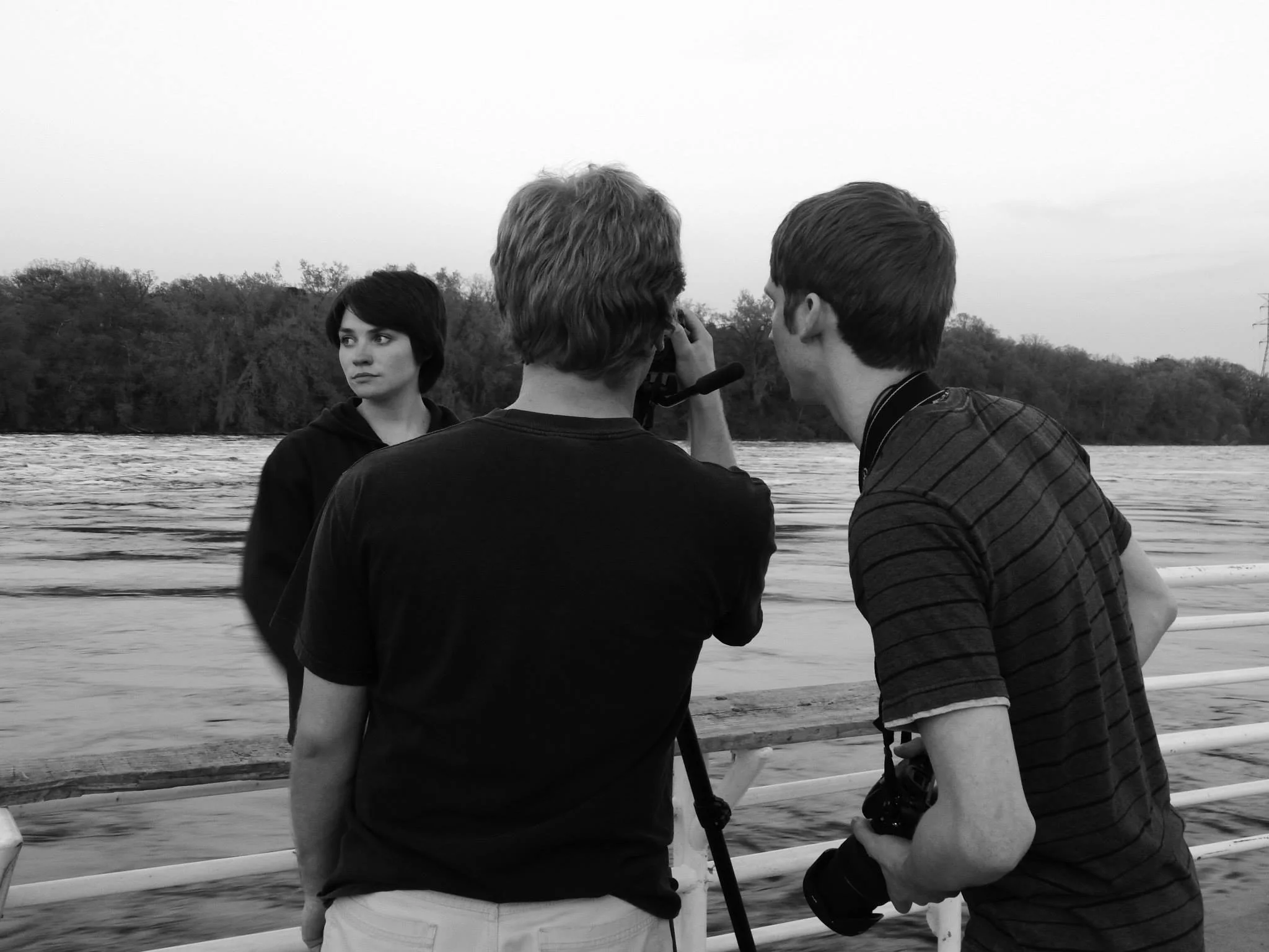 Shooting "Fine" - star Lindsay Kay, director C.B. Jacobson and cameraman Corey Smith (photo by Joe Barden)