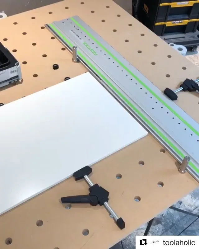 If you haven’t seen already @toolaholic takes his install to the next level with the addition of this simple table top, cnc accuracy and to original @festool_usa MFT spacing. If you’re interested see link in profile... And a huge thanks to all 5000 of you who follow, much appreciated 🙏
#Repost @toolaholic (@get_repost)
・・・
The MFT style worktops are awesome when it comes to processing cuts as well.
-
With a combination of stop dogs and rail dogs, you can get a perfect 90 or 45* cut.
-
Of course you could also use an Insta square, but this table really helps for long rips as well, and you can clamp your piece in place so its rock solid.
-
We used this table to build all the boxes and drawers as well.
DM @popeofwood for one if you are in the GTA.
-
#festool #tracksaw #installation #kitchen #popeofwood #woodstudio