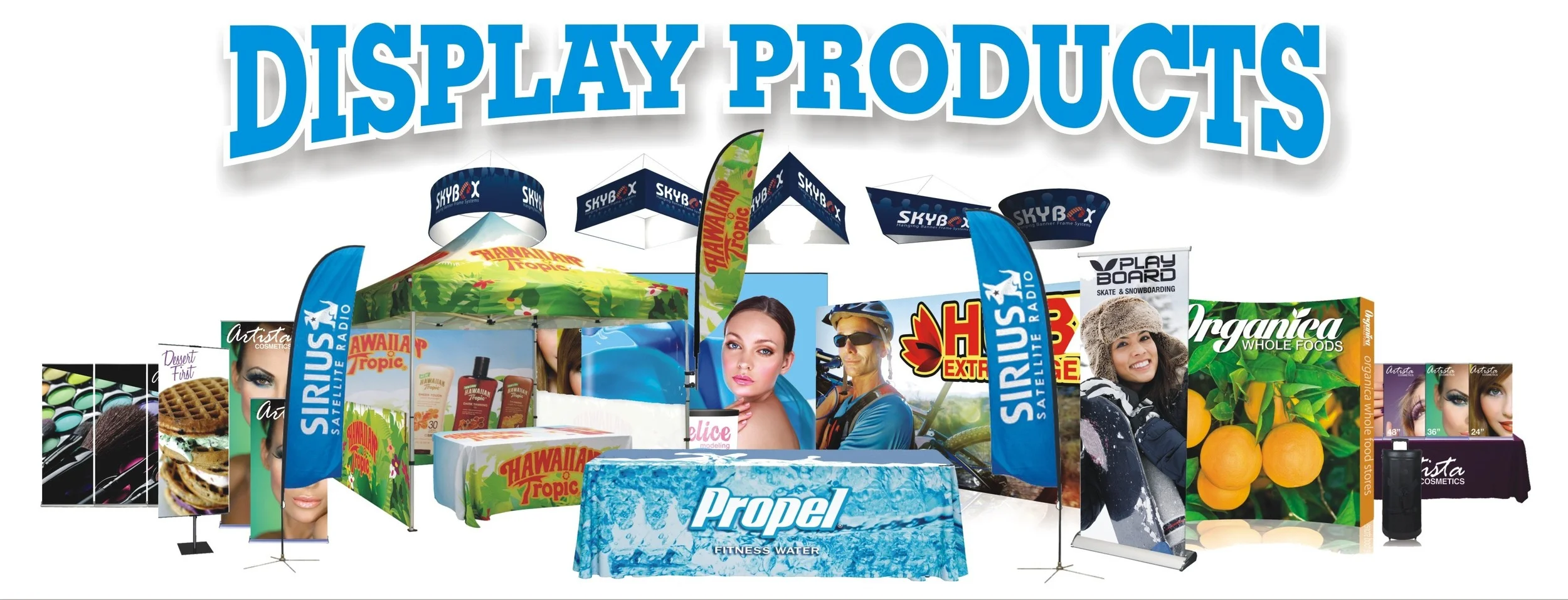  K&M Graphics has added a variety of signs and display products to our production line. We now offer quality outdoor feather and teardrop banners, outdoor pop up displays, retractable banners and stands, indoor hanging banners and much more. If you go to kmgraphics.org and click on the Display Products image on the home page, it will take you to our new catalog. Take a look and feel free to contact us for a free quote. From signs, vehicle wraps, and now display products, we have your graphics needs covered.