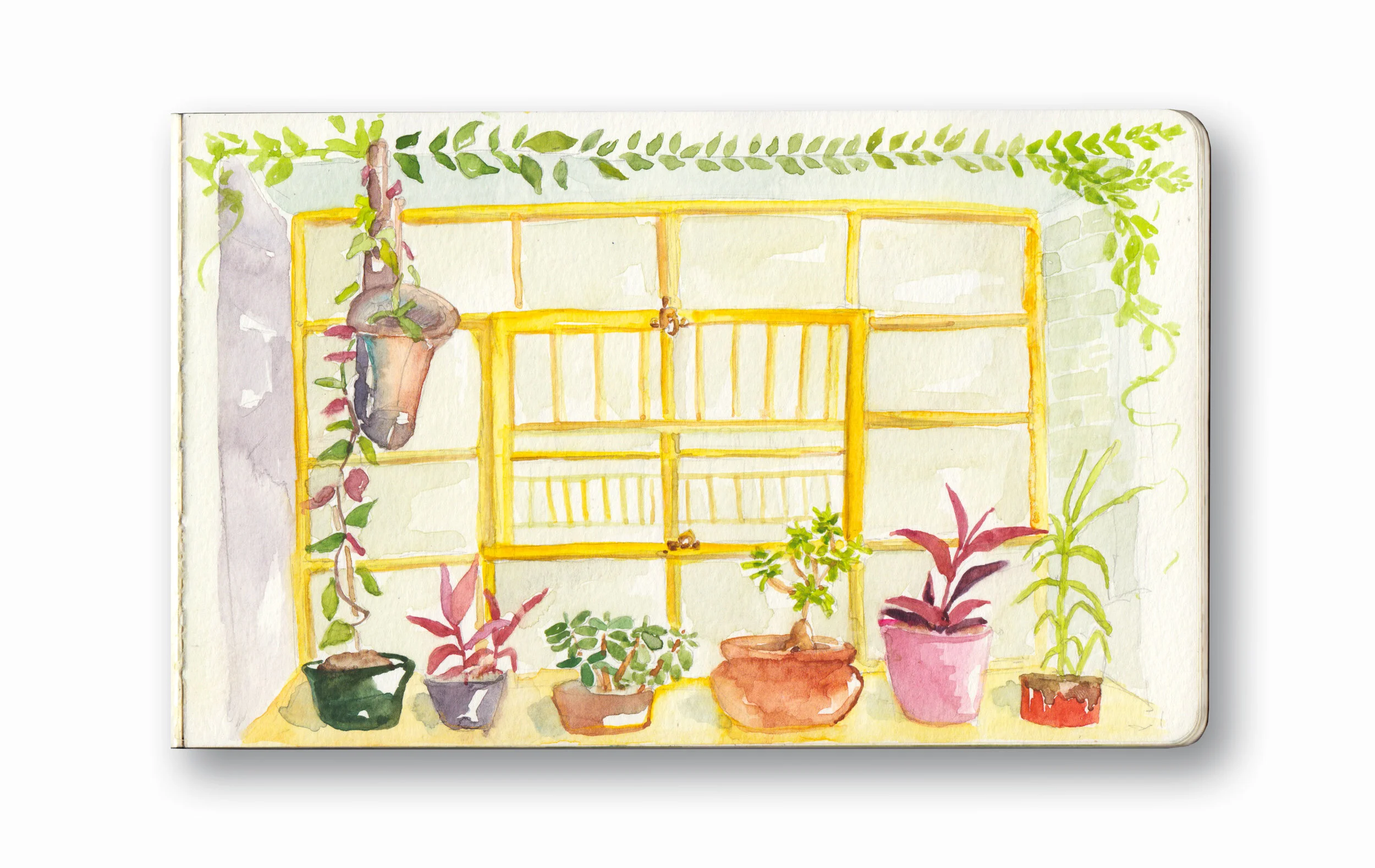 Curiocity Hostel - Joburg, SA Watercolor & Gouache - MOleskine Sketchbook 5 x 8.25”
