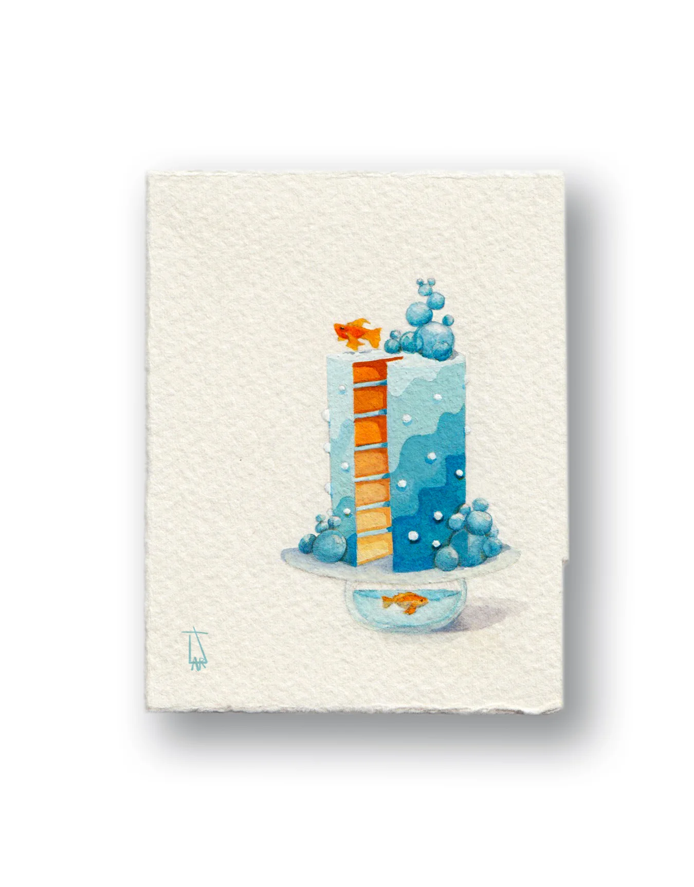 Goldfish Cake Gouache 2.5 x 3.5”