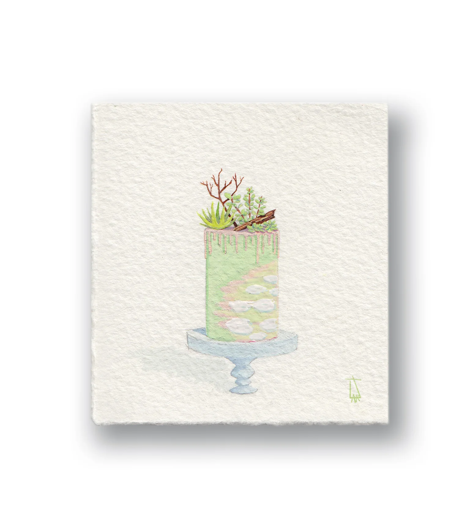 Succulent Cake Gouache 2x3”