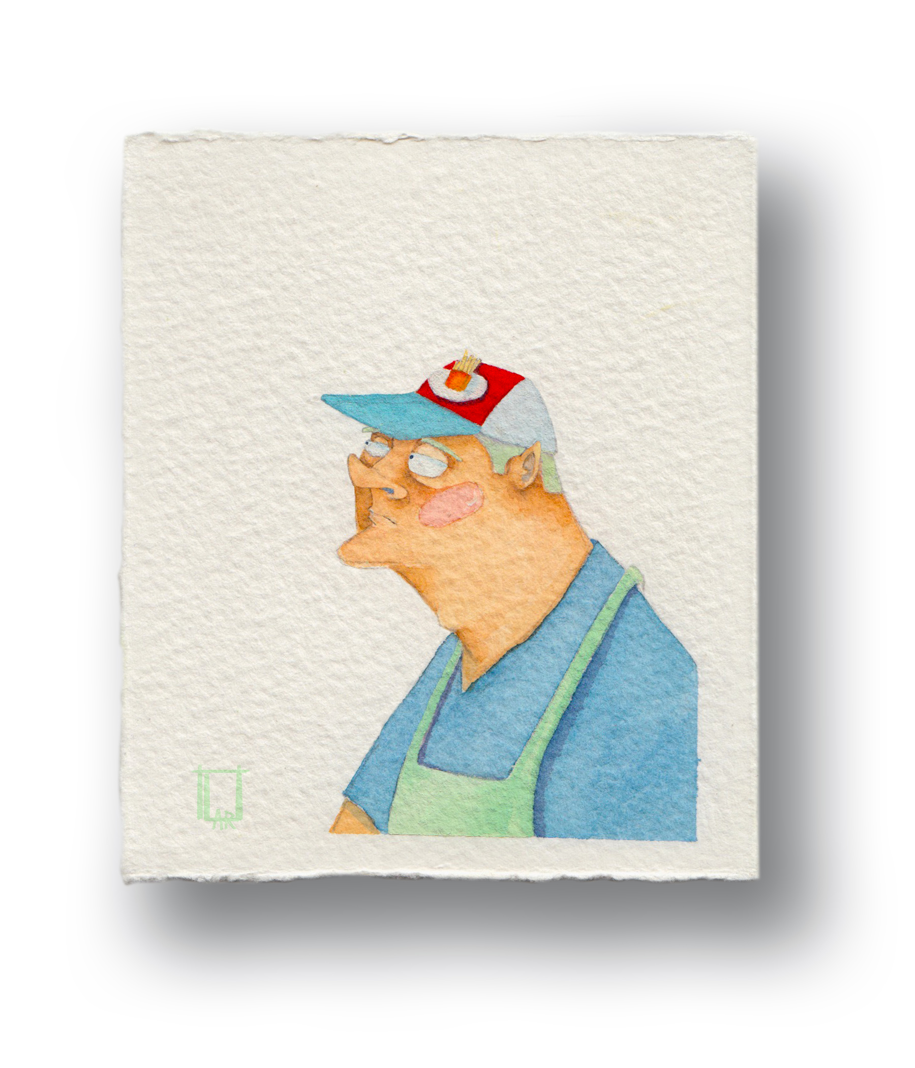 French Frie ManGouache &amp; Watercolor3.5 x 4”