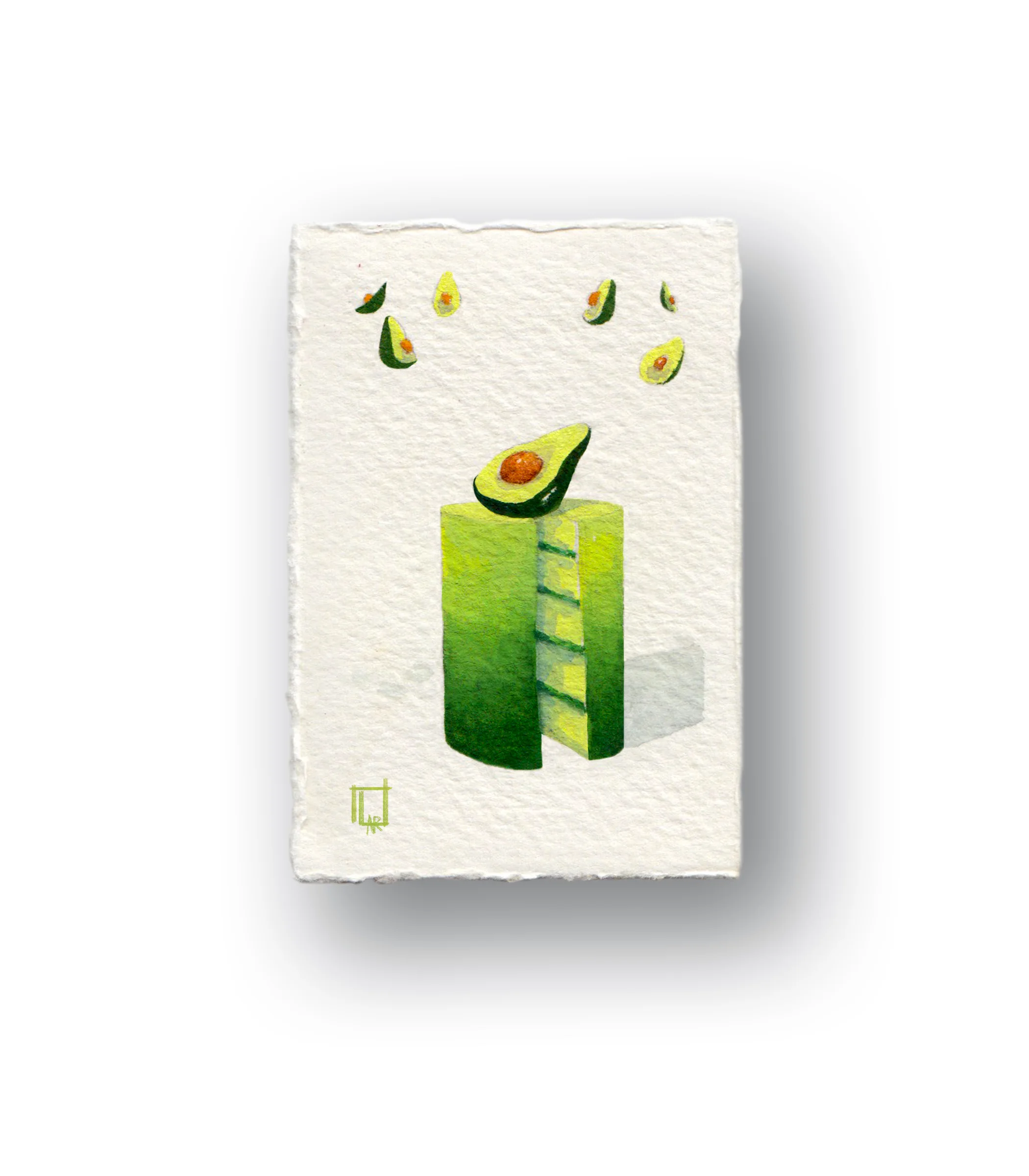 Avocado Cake (Really Small)gouache 1.5 x 2.5”