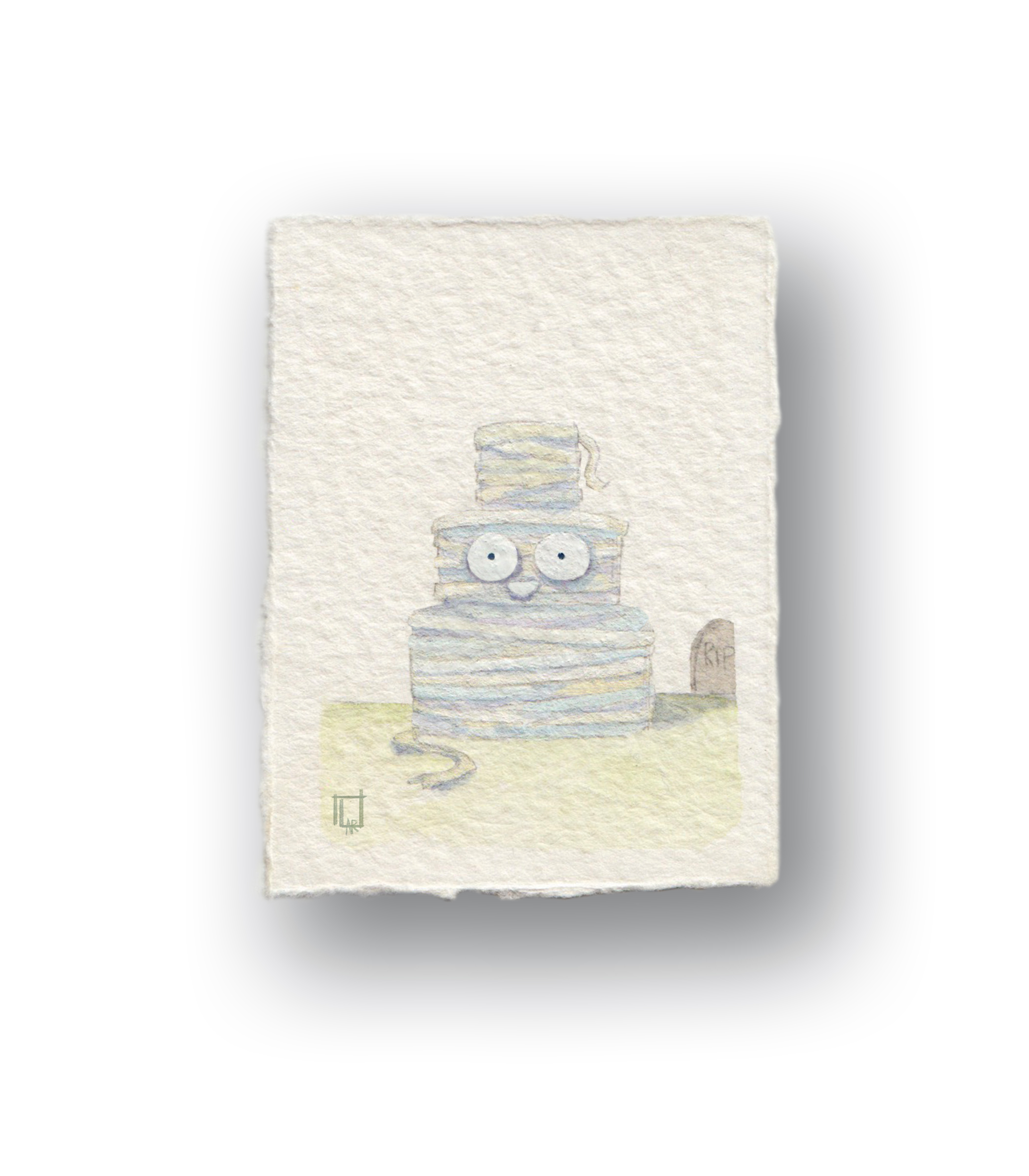 Mummy Cake (he’s alive!)Gouahce 1.5 x 2.5” (smol)