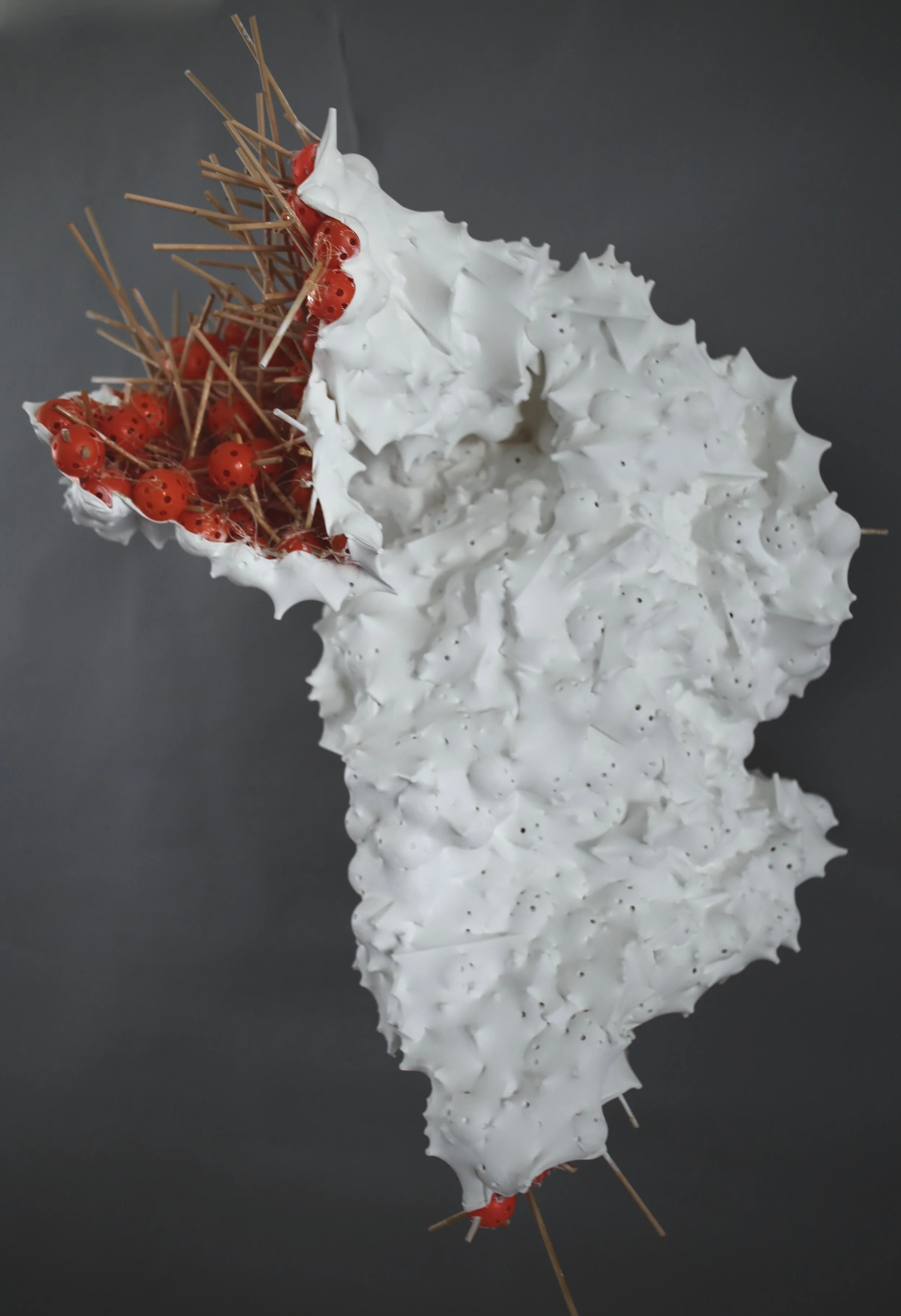 I'll eat you up, I love you so, 2016 silk, acrylic, wood, thread, plastic, and epoxy 40 x 30 inches x 24 inches