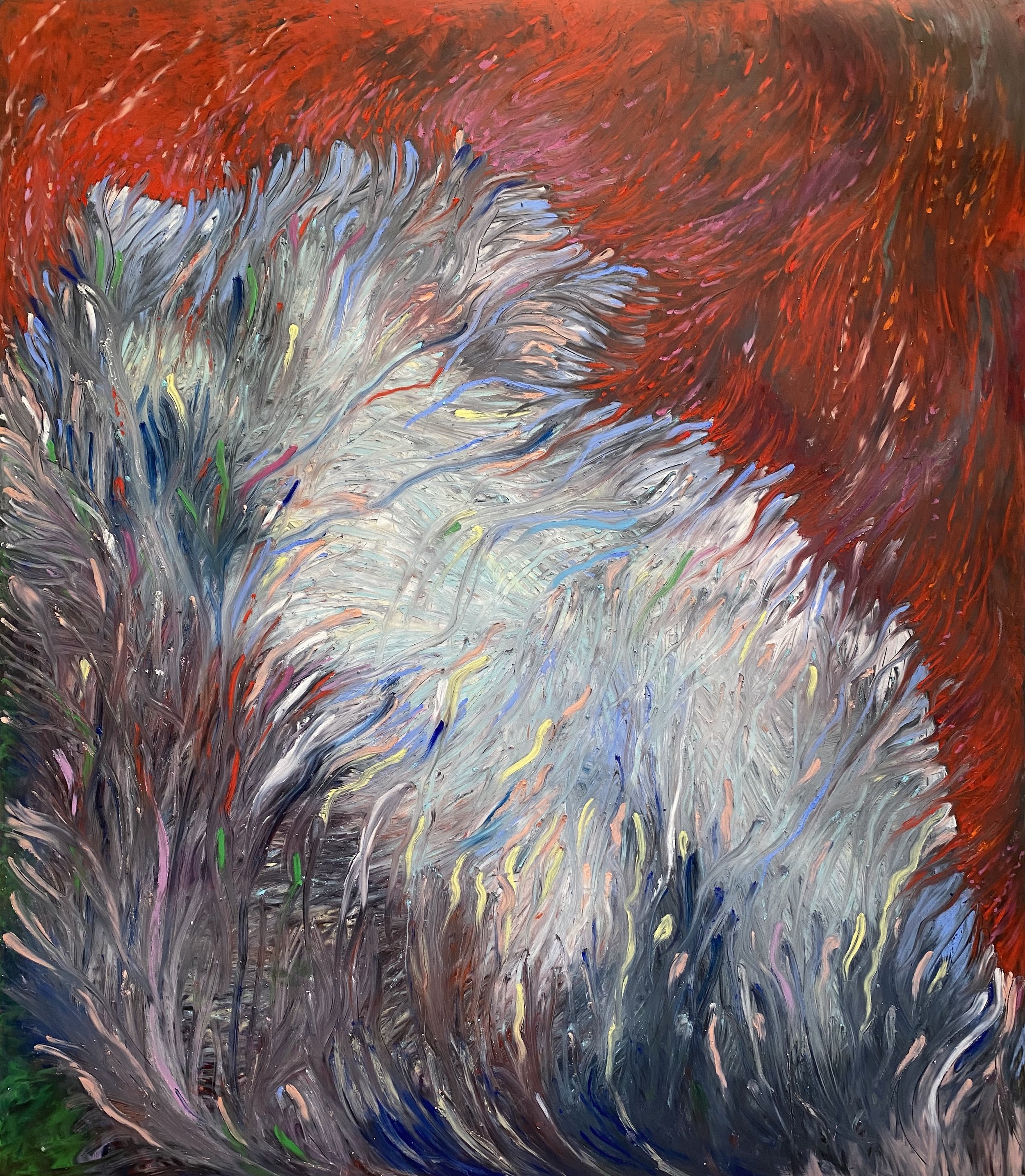  Mountain of fall, 2020  Oil pastel on mylar  42x36 inches 