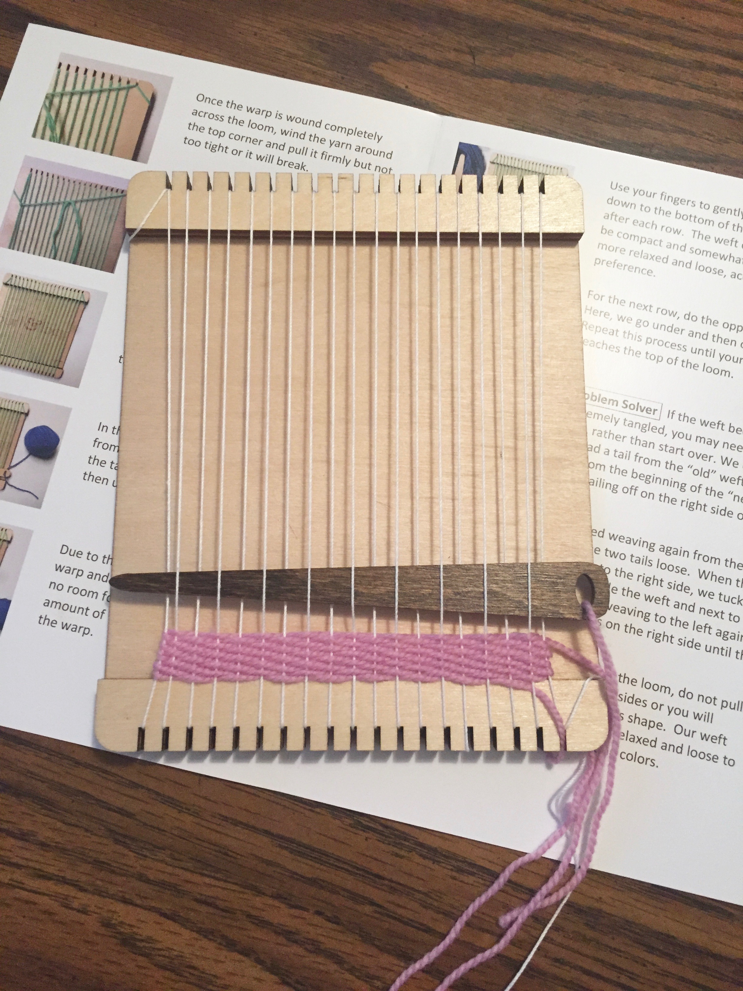 All warped and getting started on the weft. That needle though. 