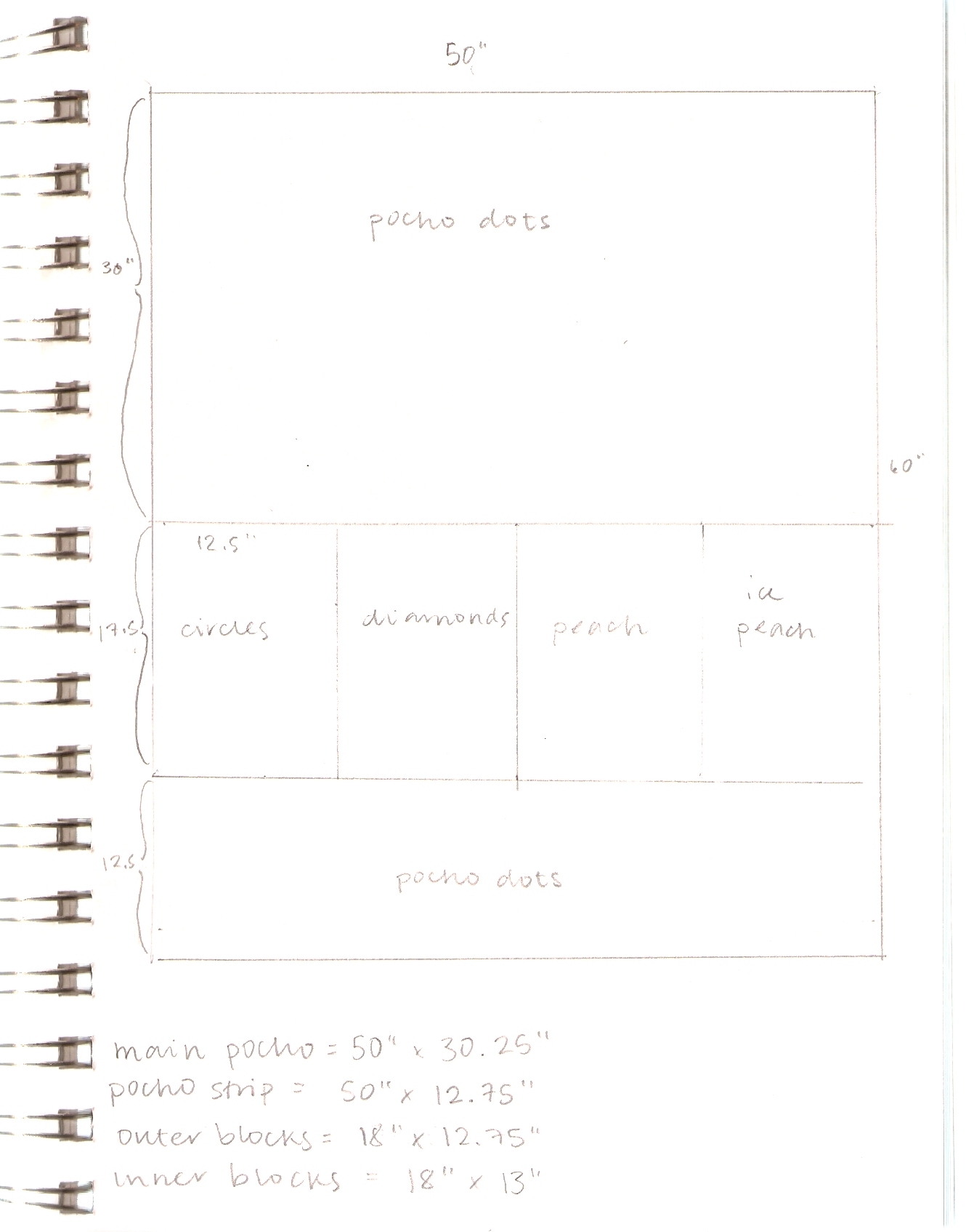 my finished scaled sketch with measurements!