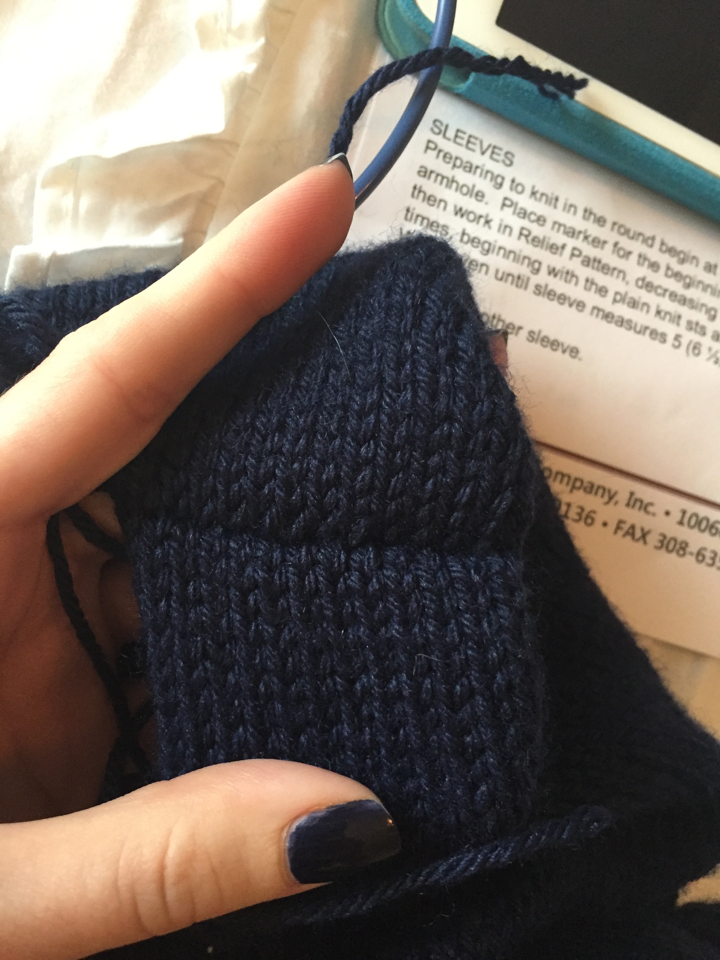 Look at that 3 needle bind off!!!! Also note the perfectly matching nails. 