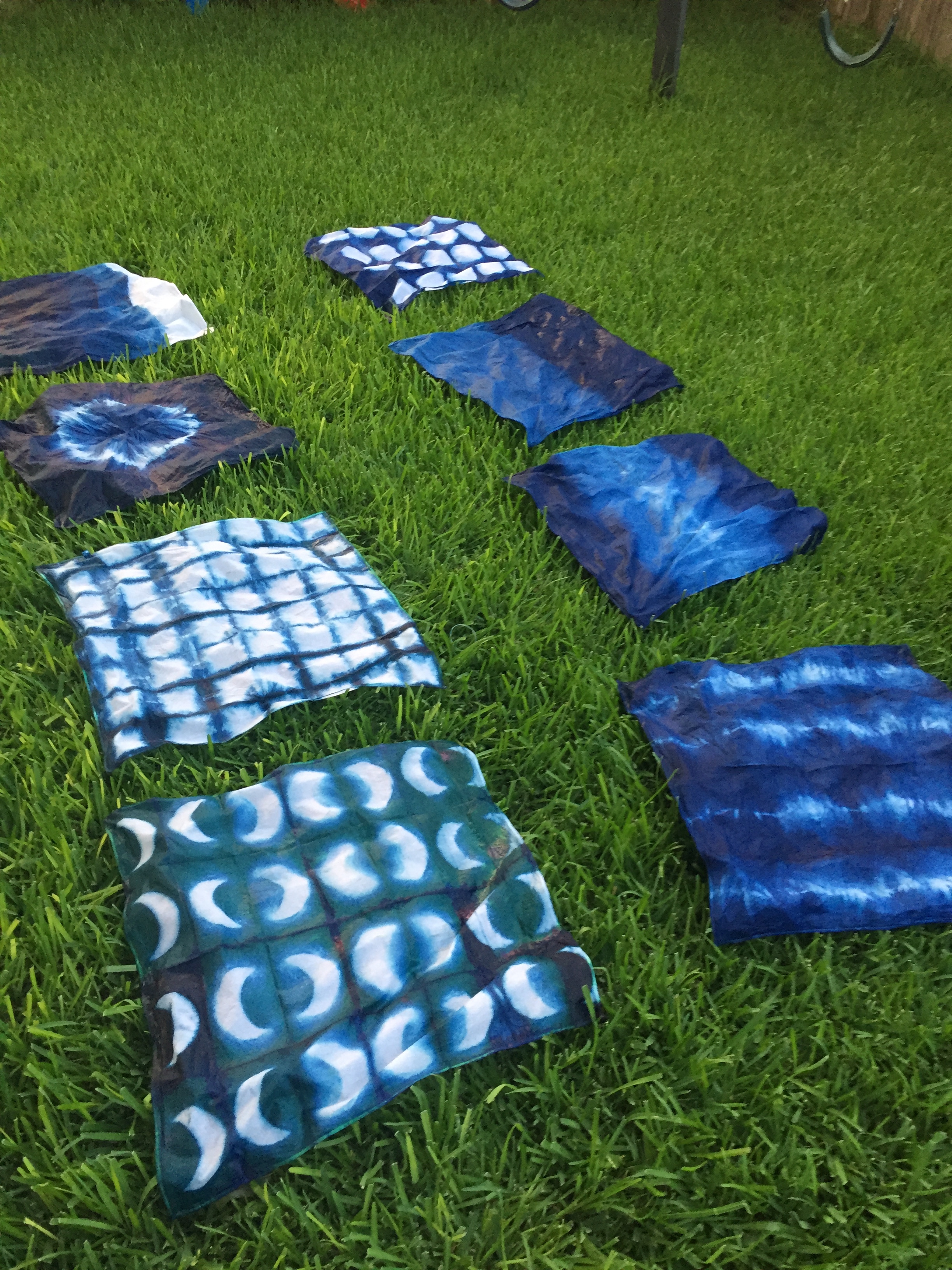 We each had 4 bandanas to try so we all tried our hands at various resist techniques. 
