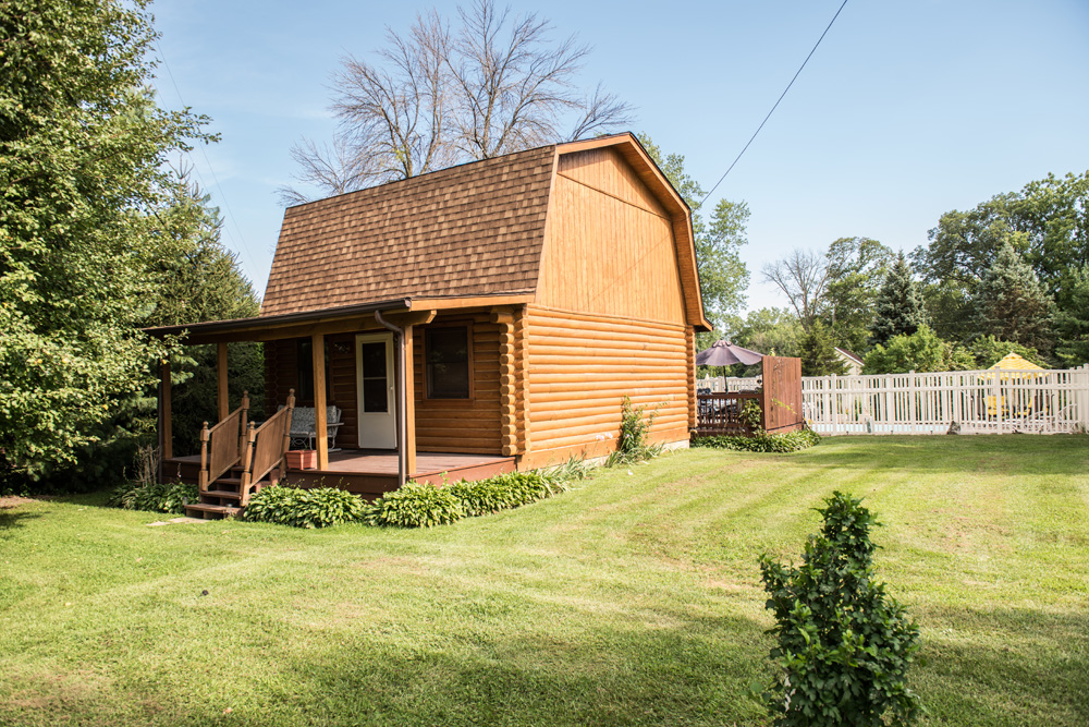  Front entrance of our newly redone Indiana log cabin in Monticello. 