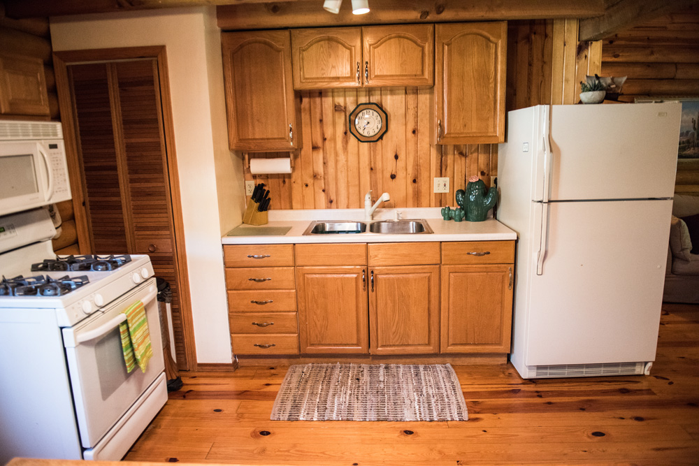  Full kitchen with a gas stove, microwave, full refrigerator and much more! 