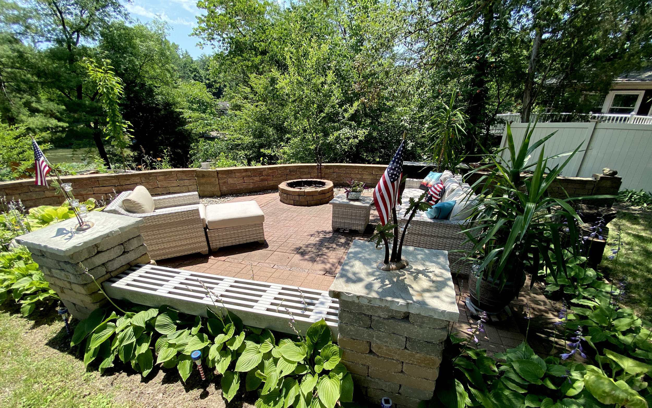  Patio area that is near our main house that is a common area with a fire pit. 