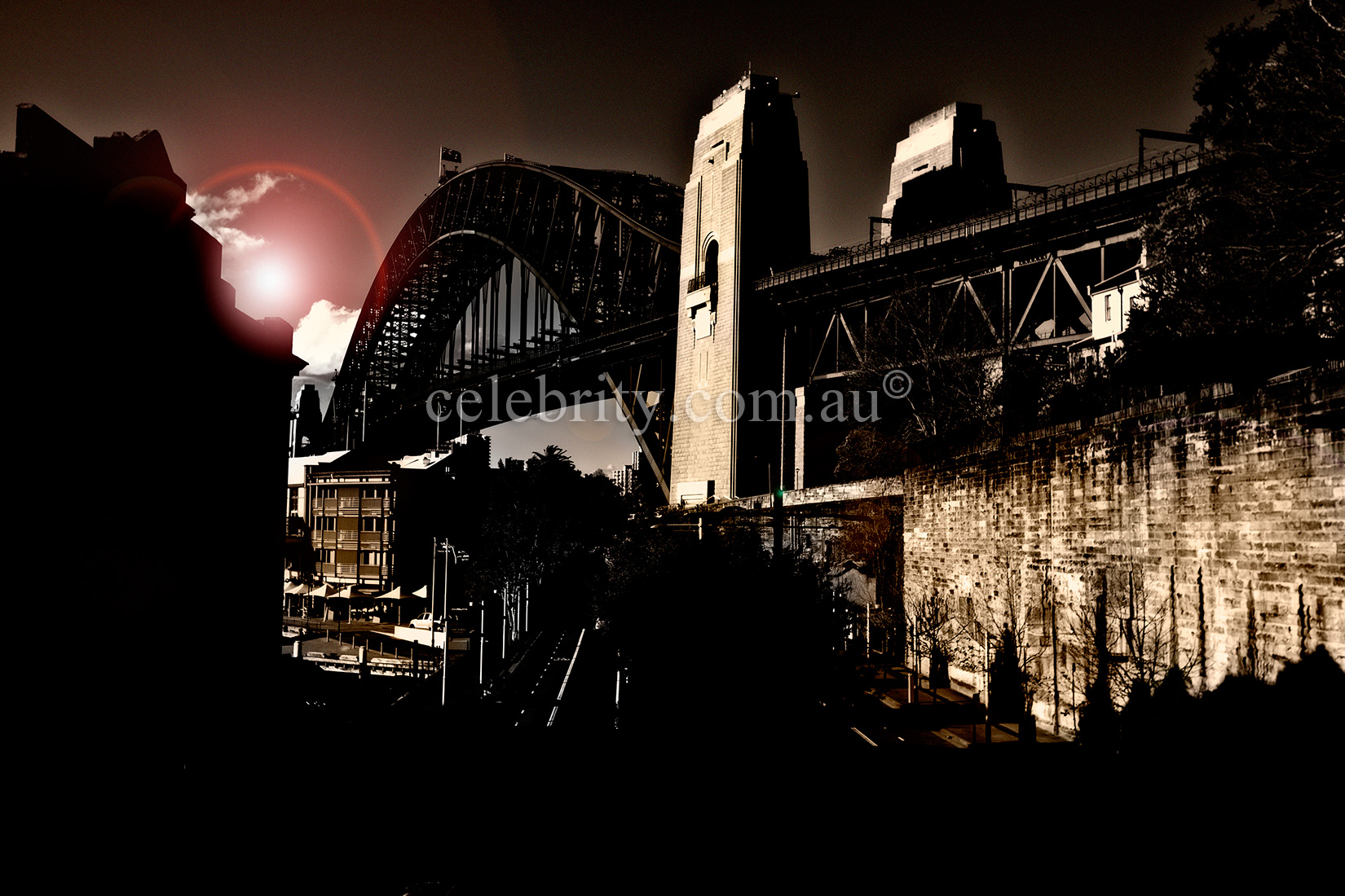 Sydney Harbour Bridge in Sepia