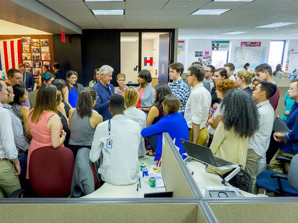 President Clinton telling a story about ant hills.