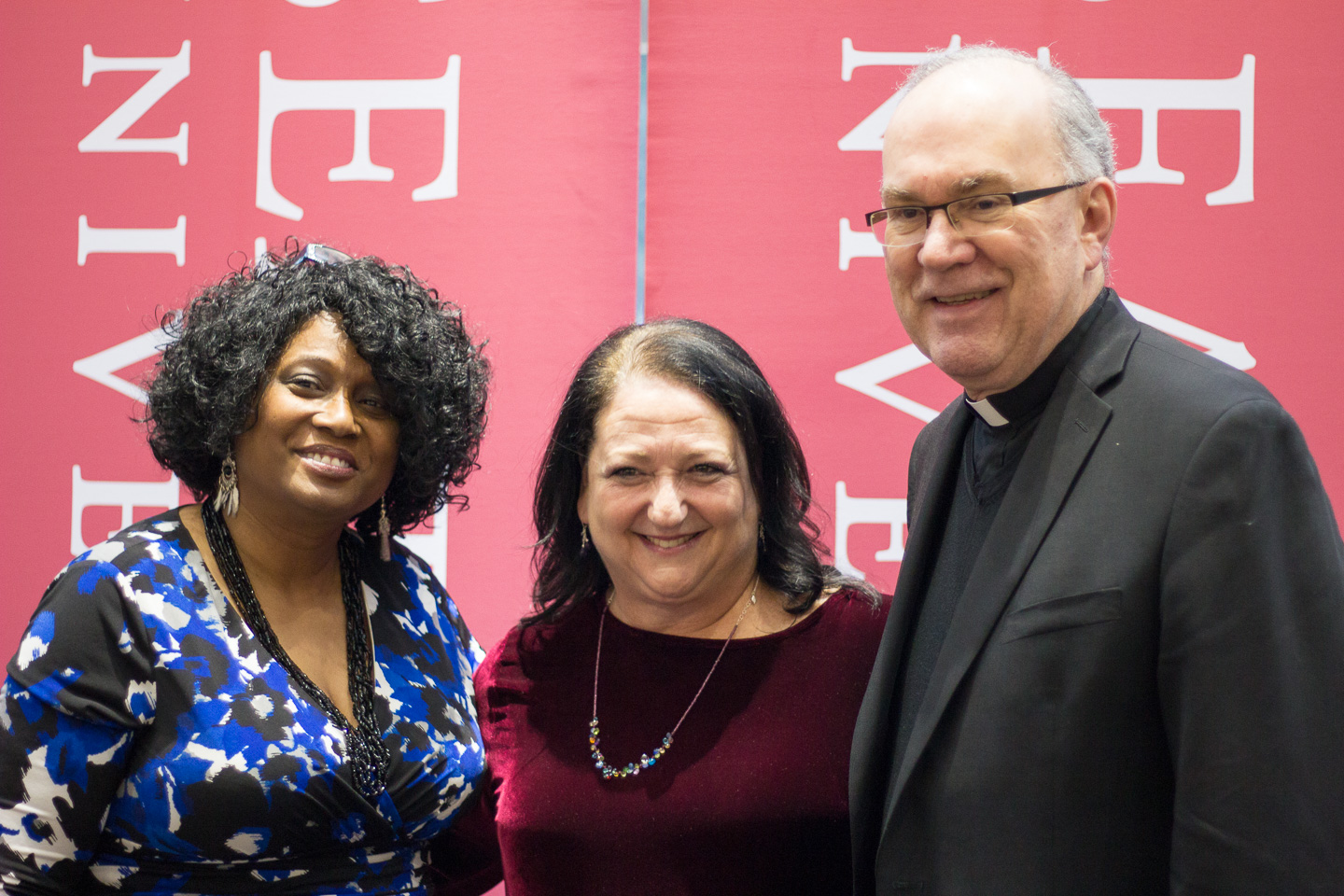 Carol Cochran, program director of alfie scholars, professor paula lustbader, president of alfie's fund, father stephen sundbord, president of seattle university