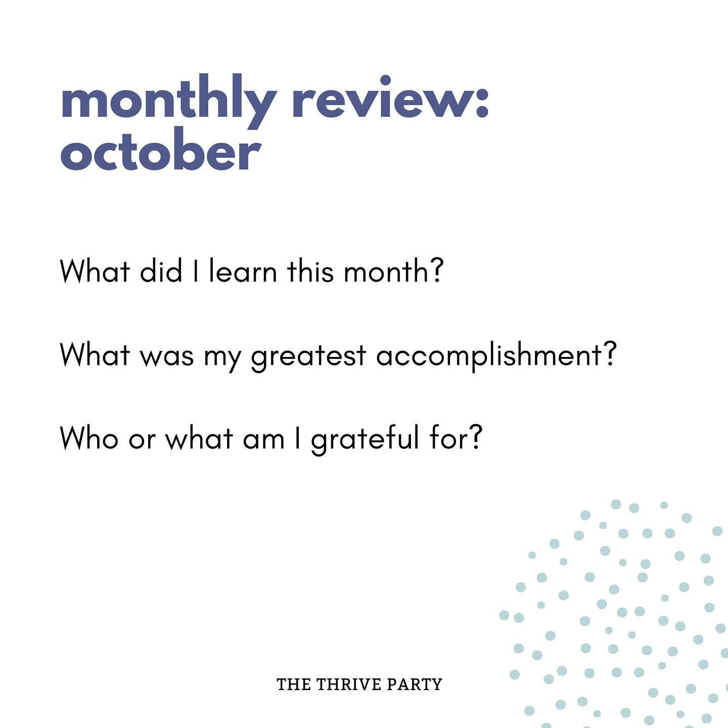 HELLO NOVEMBER🍁🍵👻

Grab your journal and a cup of tea and let&rsquo;s check-in with yourself. Let&rsquo;s set your intentions for the next month, too.

incorporating a monthly check-in with yourself is a great way to see your progress over time.

