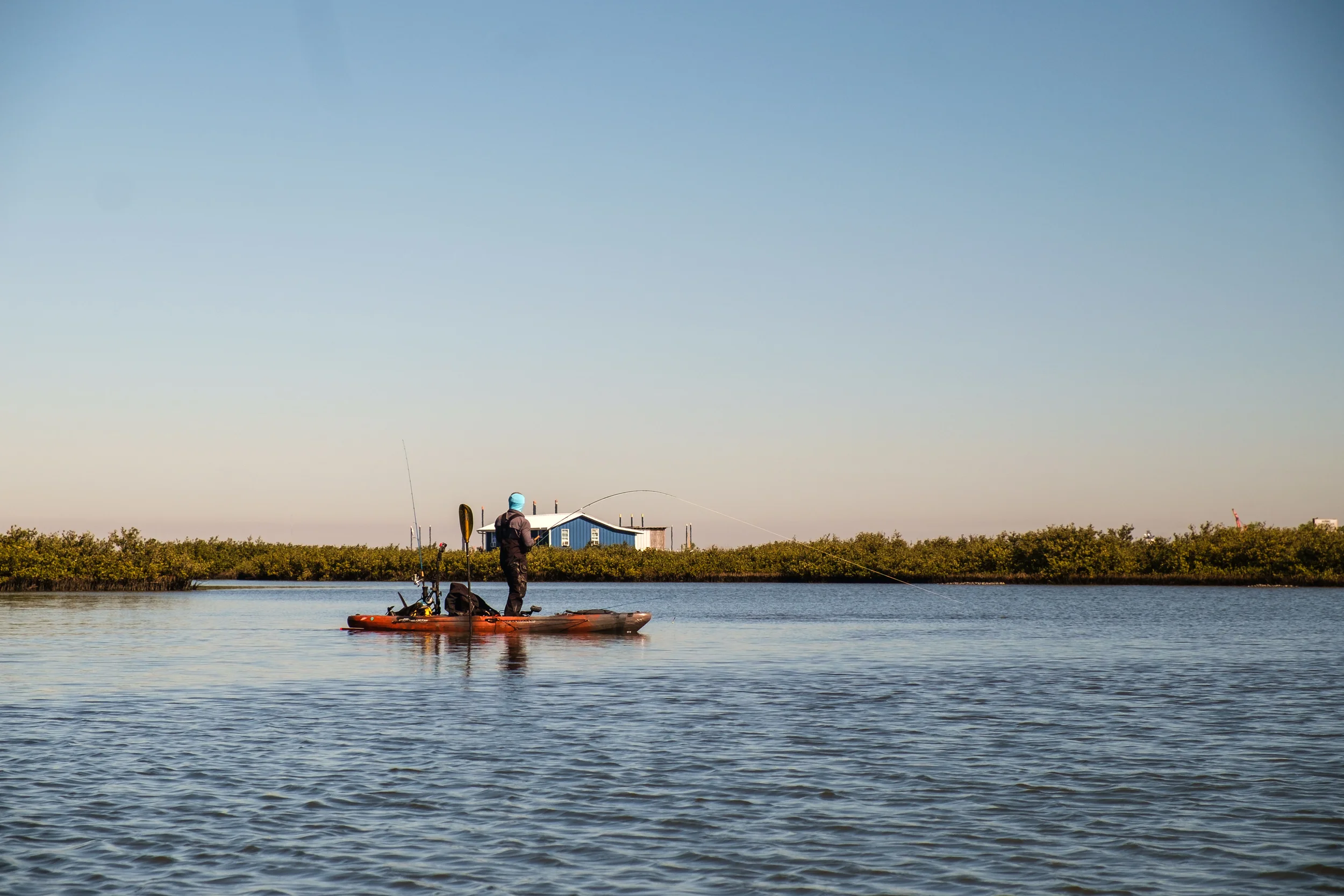 Josh Reppel hooked up on a redfish