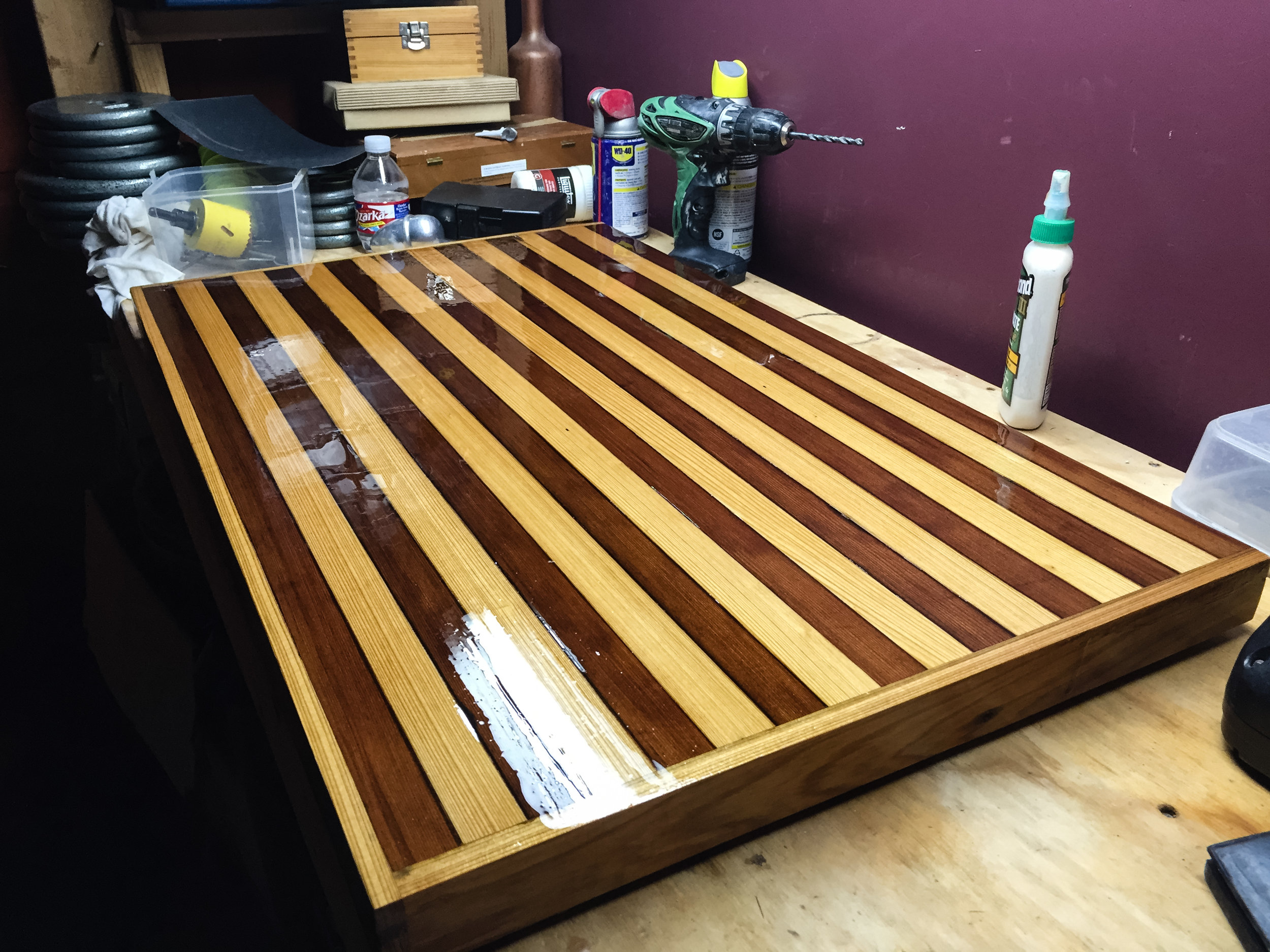 Cypress and redwood sink top