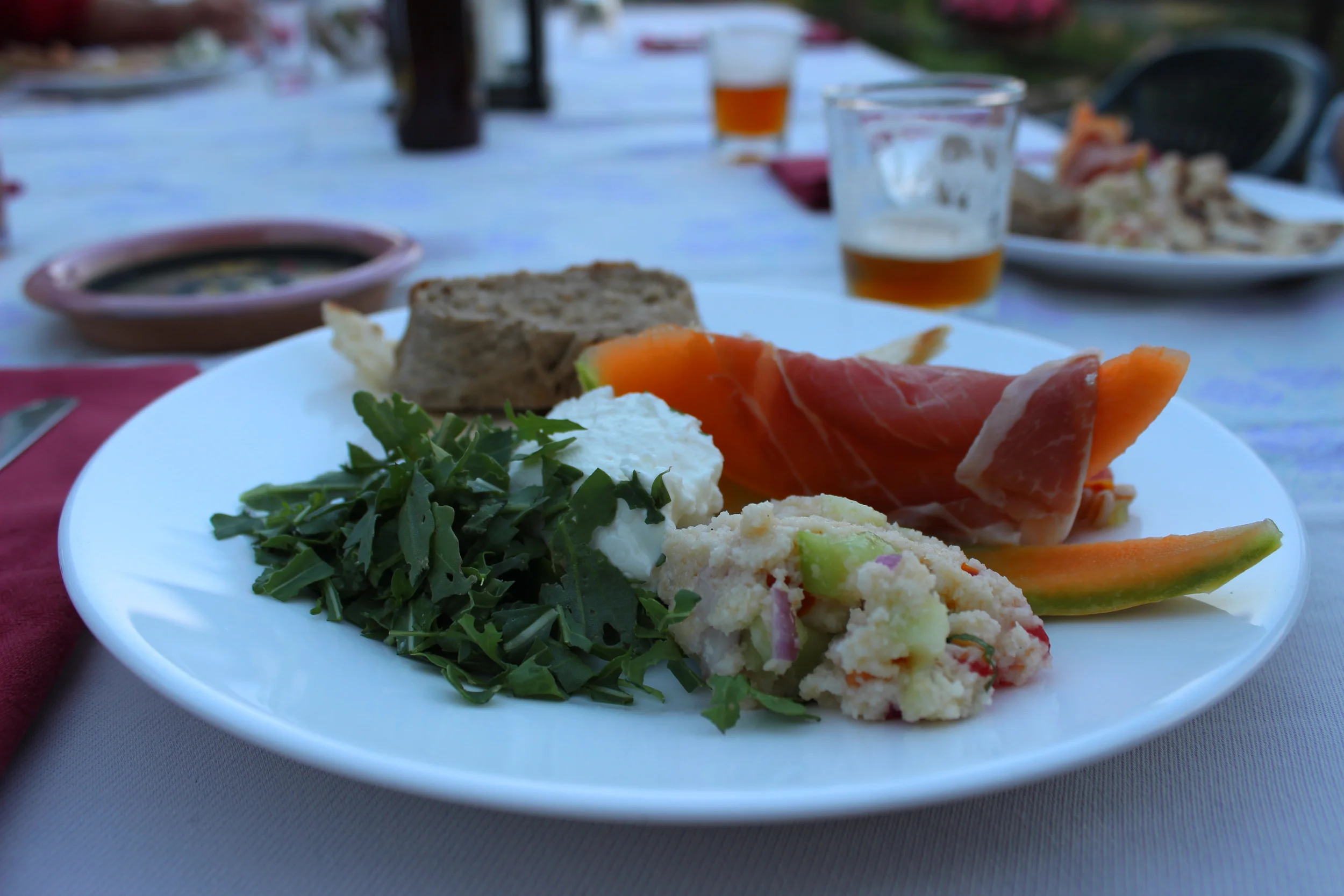 Dinner plate from Tra Romagna e Tuscana dinner at monti di salecchio