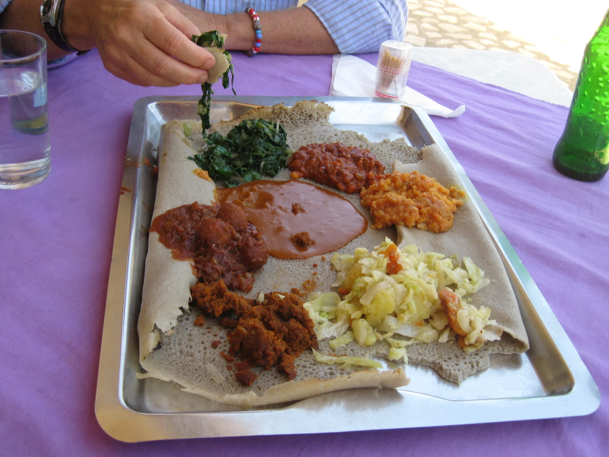 TRADITIONAL meal, ingiera AND A RANGE OF DISHES