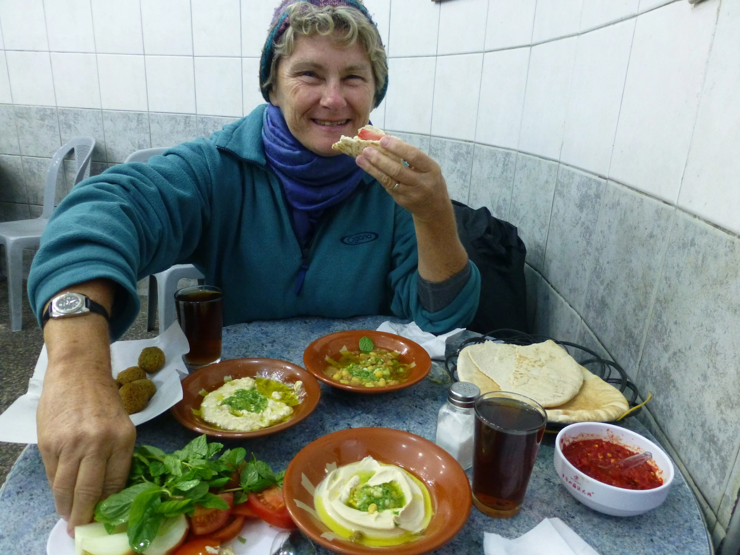 enjoying some local fare in amman