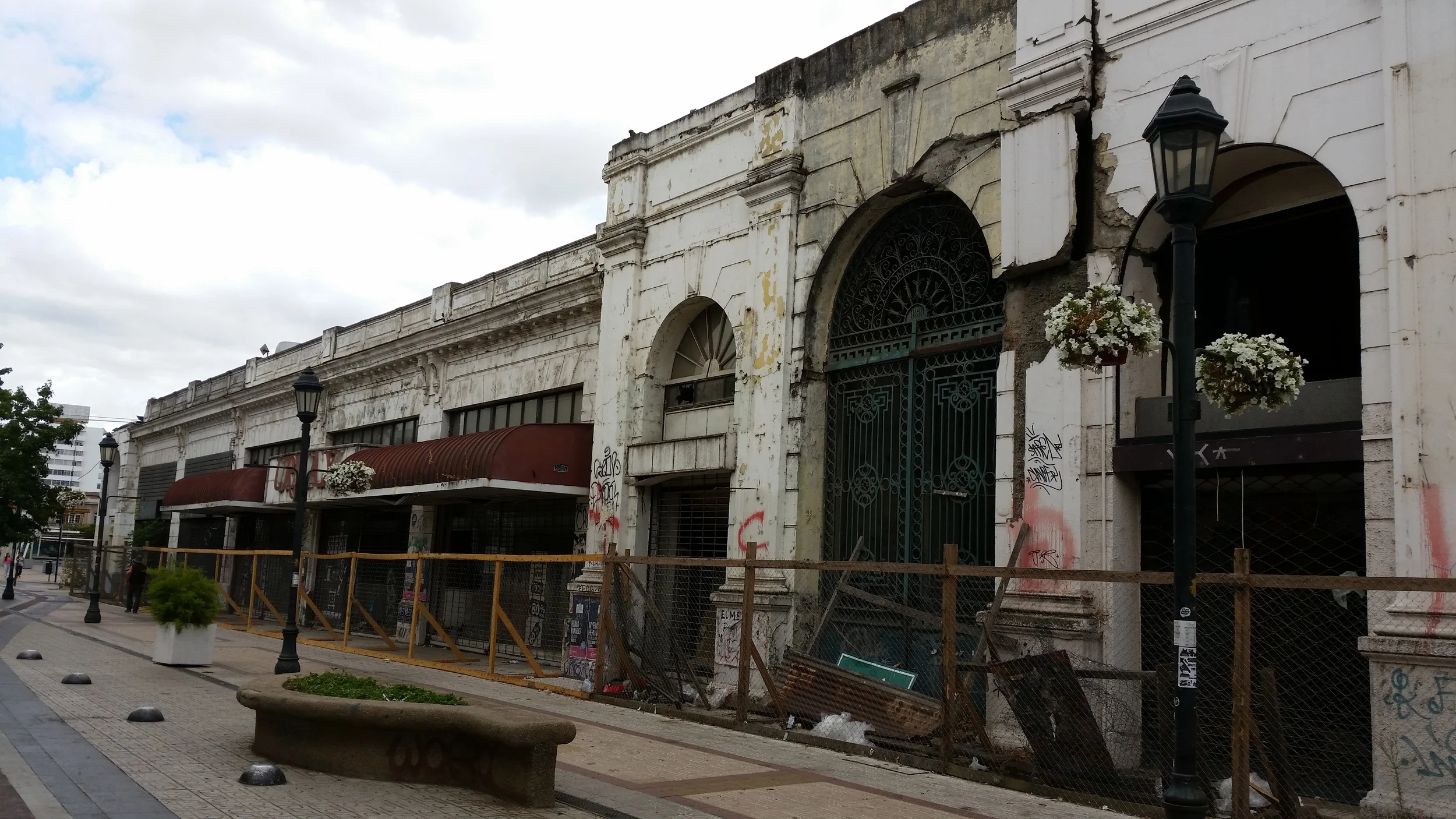 Earthquake damaged buildings, central Talca.