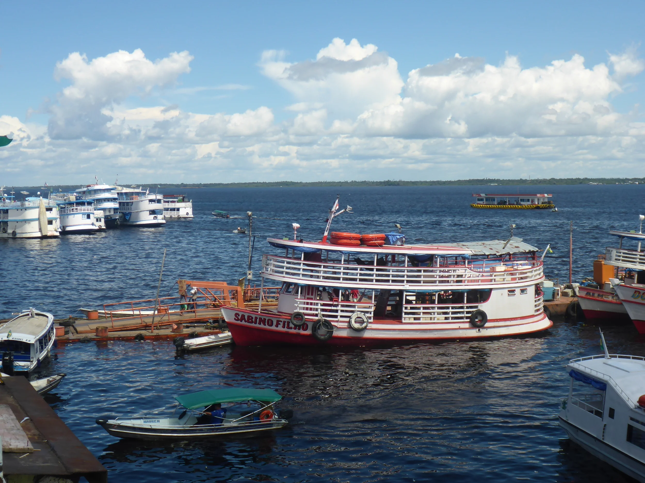 A vast armada of boats provide transport and move goods up and down the mighty amazon with manaus being the biggest port.